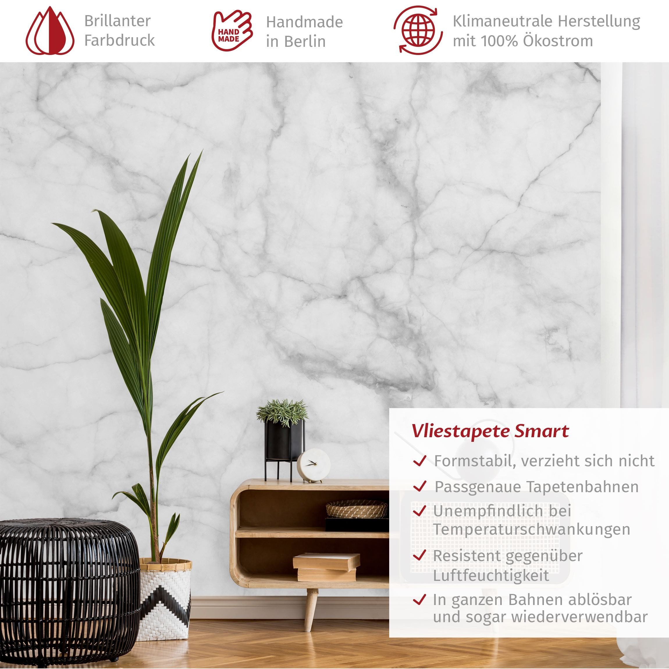 Bilderdepot24 Vliestapete Marmorn Bianco Carrara Steinoptik günstig online kaufen