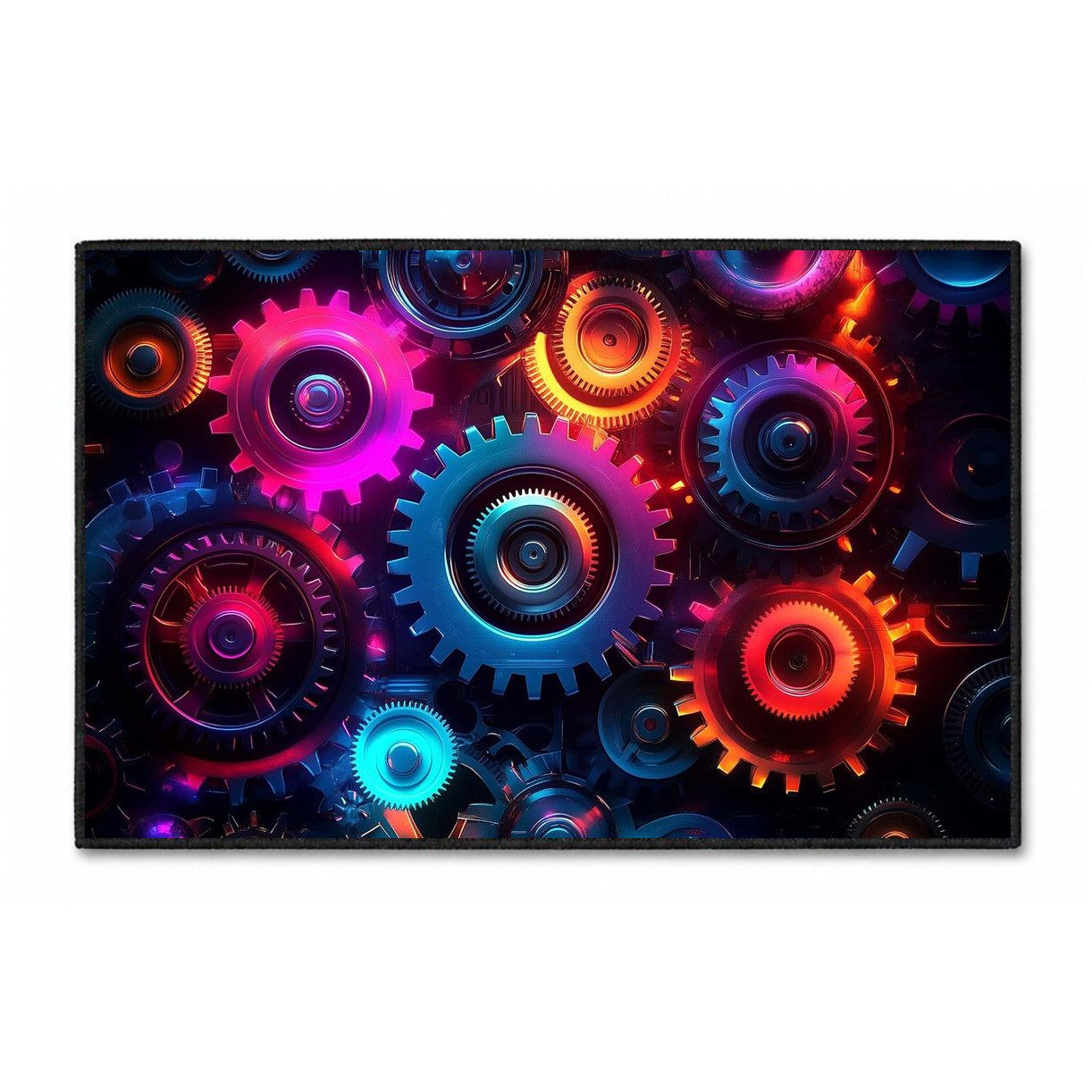 Jumpeak Teppich Cyberpunk-Teppich mit leuchtenden Zahnrädern, Weihnachtsgeschenk, Rechteck, Höhe: 5 mm, Rectangular, 5mm dick, faux cashmere, indoor rug, machine-washable rug
