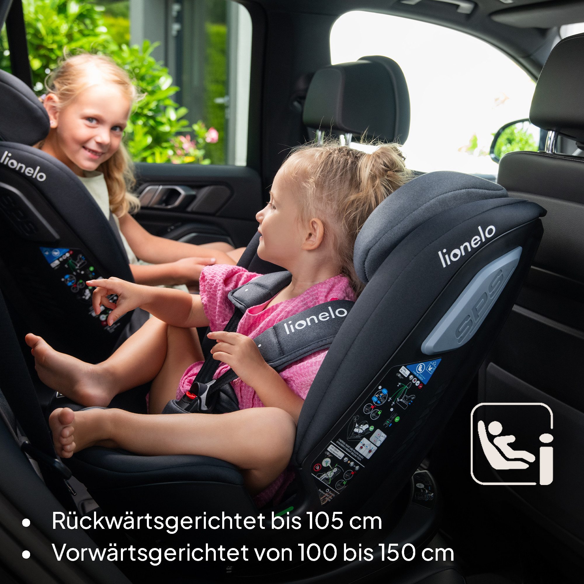 lionelo Autokindersitz Bastiaan RWF i-Size, ab: ab 0, bis: bis 150 cm (36kg), ab: 40,00 cm, bis: 150,00 cm, (Set), 4 Sitze in 1/360' drehbare Basis / ISOFIX / T – Bild 5 von 5