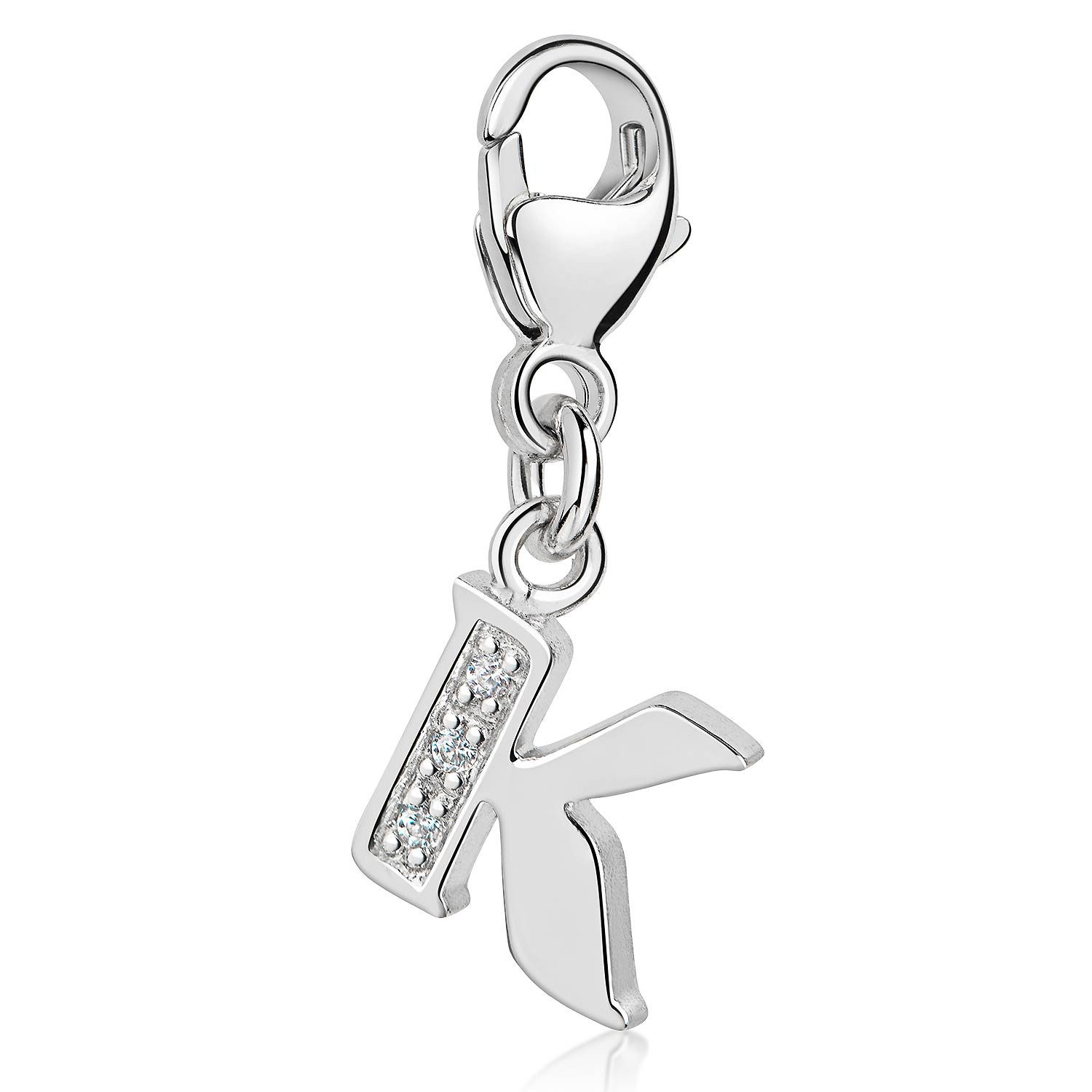 Charm Buchstabe Silber Anhänger Buchstabe " K " Alphabet Zirkonia C61