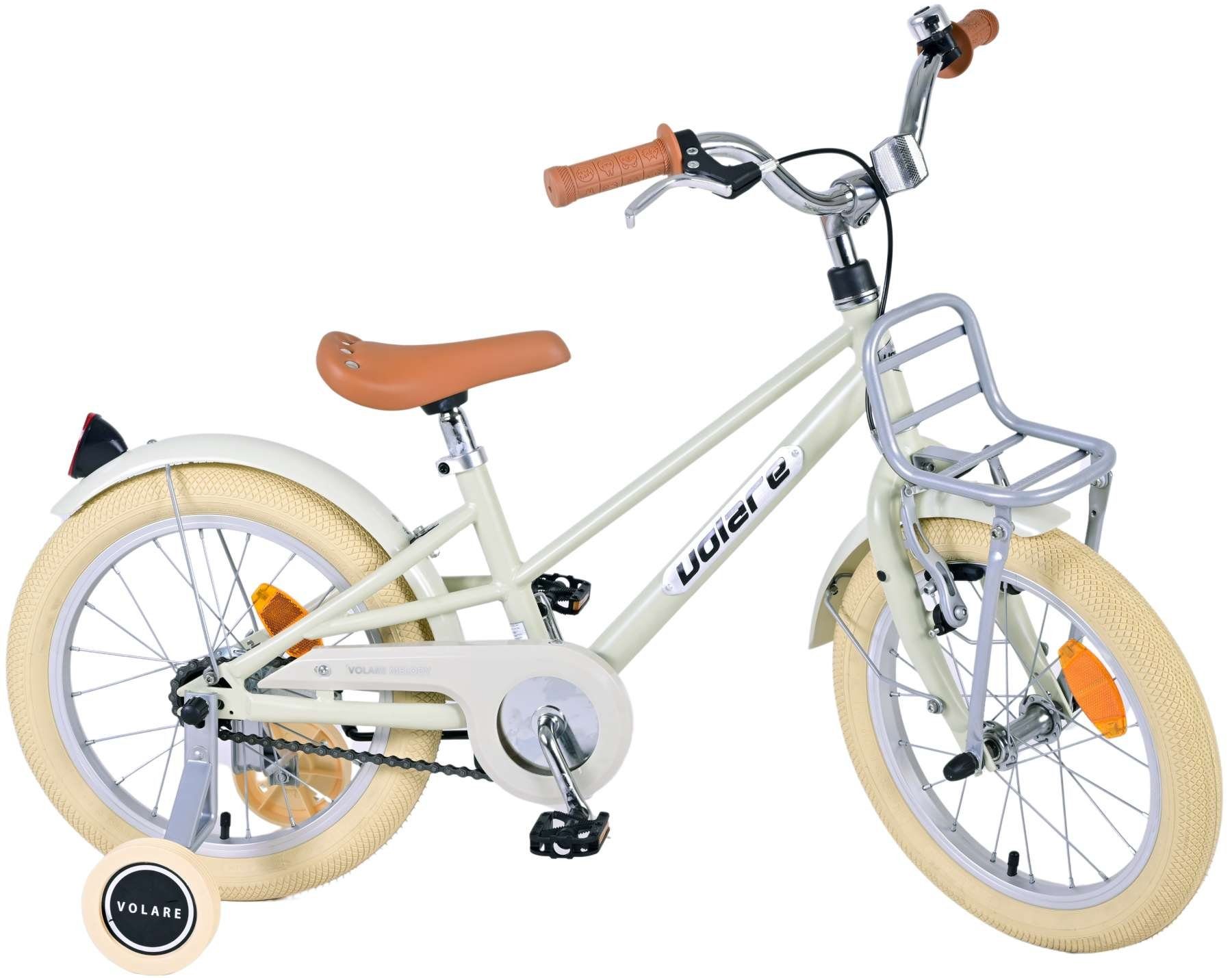 TPFSports Kinderfahrrad Volare Melody 16 Zoll mit Rücktritt + Handbremse, 1 Gang, (Mädchen Fahrrad - Rutschfeste Sicherheitsgriffe), Kinder Fahrrad 16 Zoll mit Stützräder Laufrad Mädchen Kinderrad