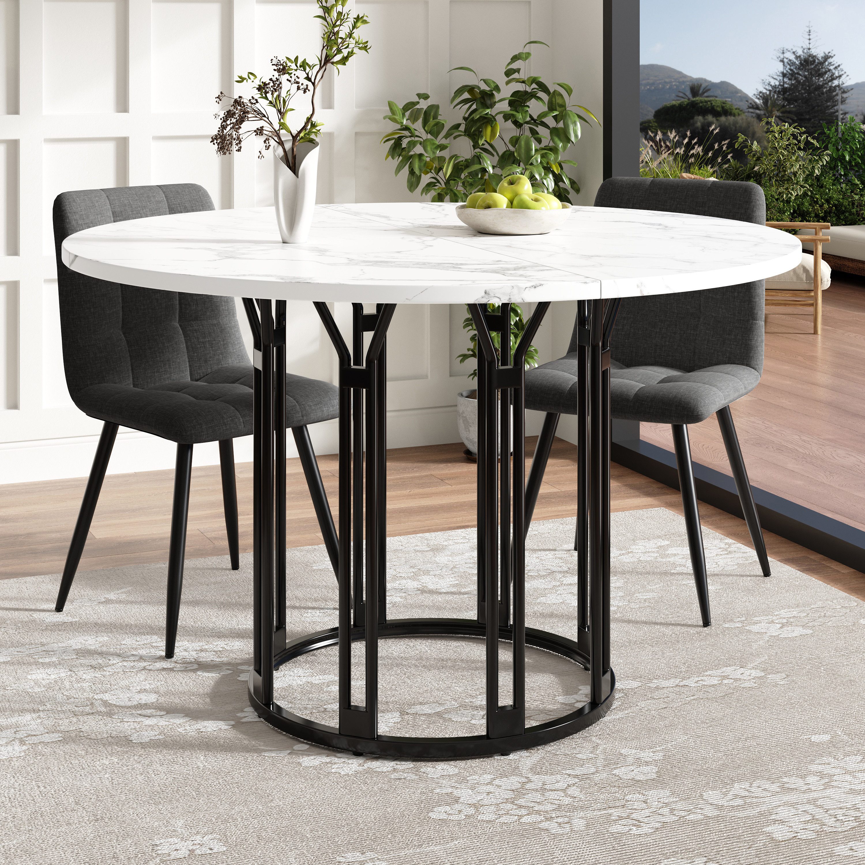 HAUSS SPOLE Esstisch Runder Küchentisch Esstisch mit Metallbein Tischplatte günstig online kaufen