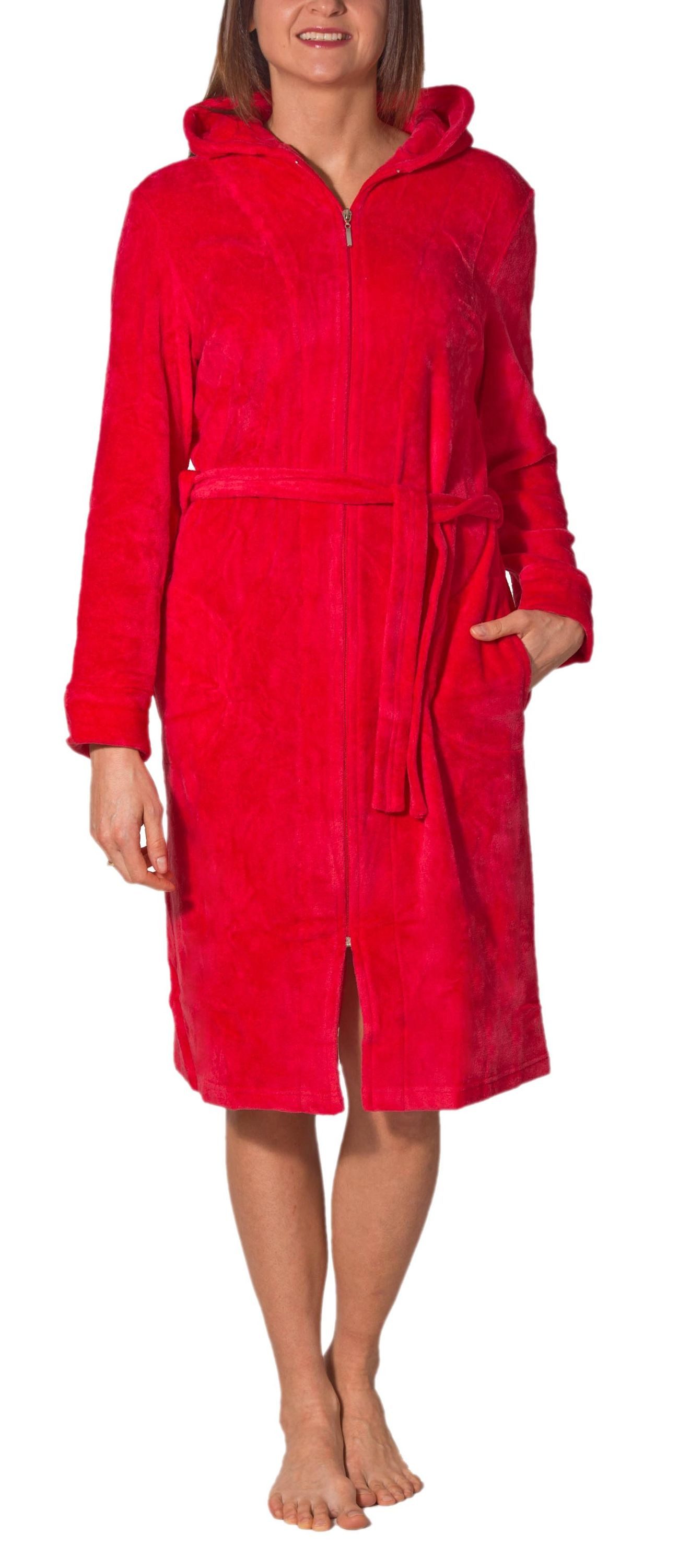 Aquarti Damenbademantel Aquarti Damen Bademantel Morgenmantel mit Reißversc günstig online kaufen