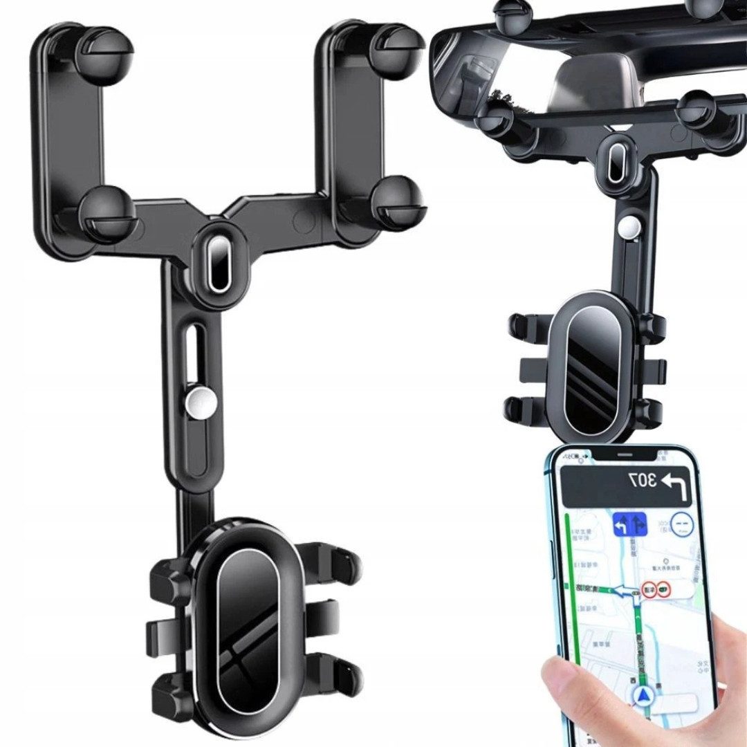 VERK GROUP Motorhalterung Autohalterung Rückspiegel Handyhalterung KFZ Smartphone drehbar (Einzelprodukt, 1-St., 1 Stück), Drehbar, verstellbar, rutschfeste Klemmflächen