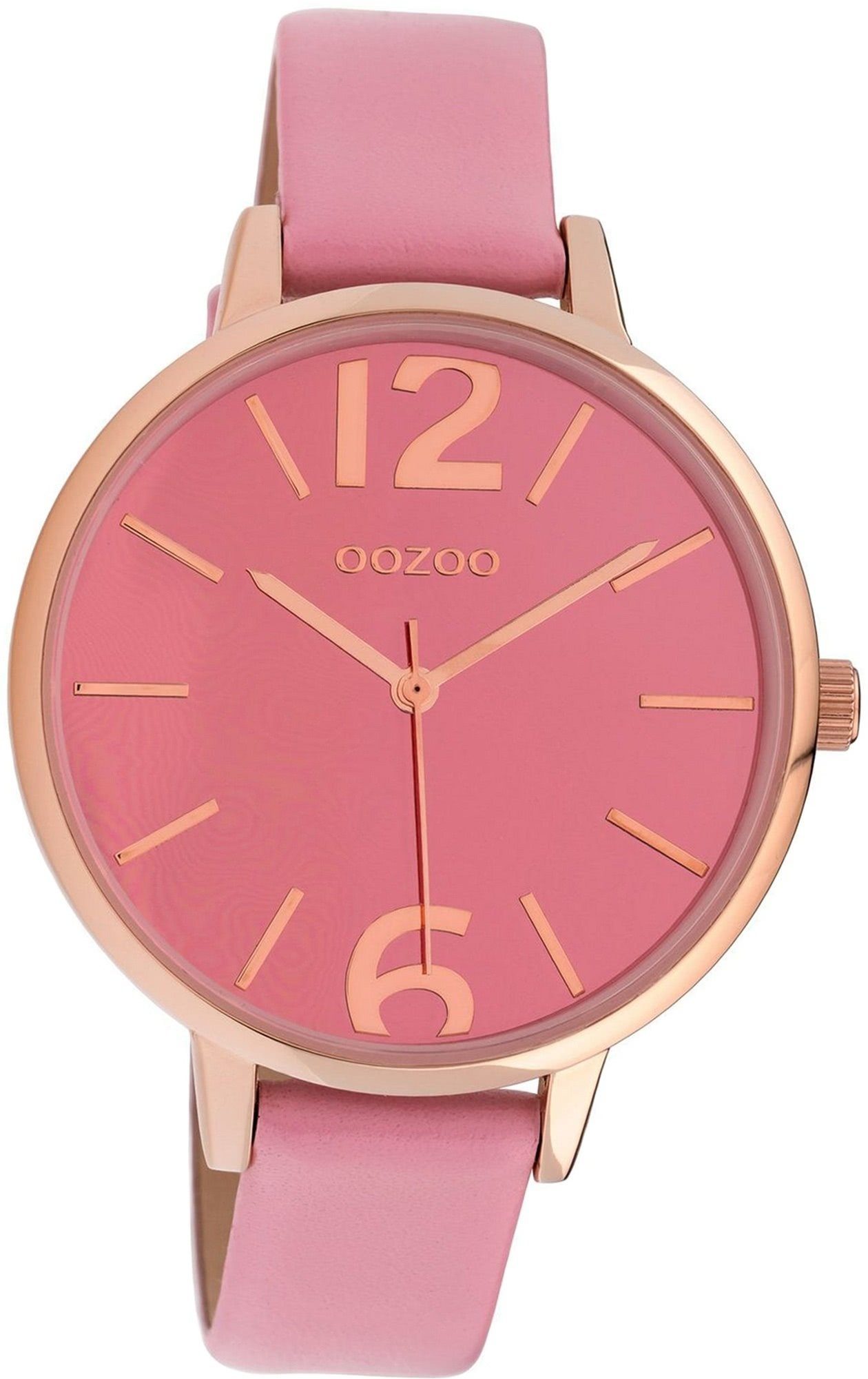 OOZOO Quarzuhr »Oozoo Leder Damen Uhr C10153 Analog«, (Analoguhr), Damenuhr  mit Lederarmband, rundes Gehäuse, groß (ca. 41mm), Fashion-Style
