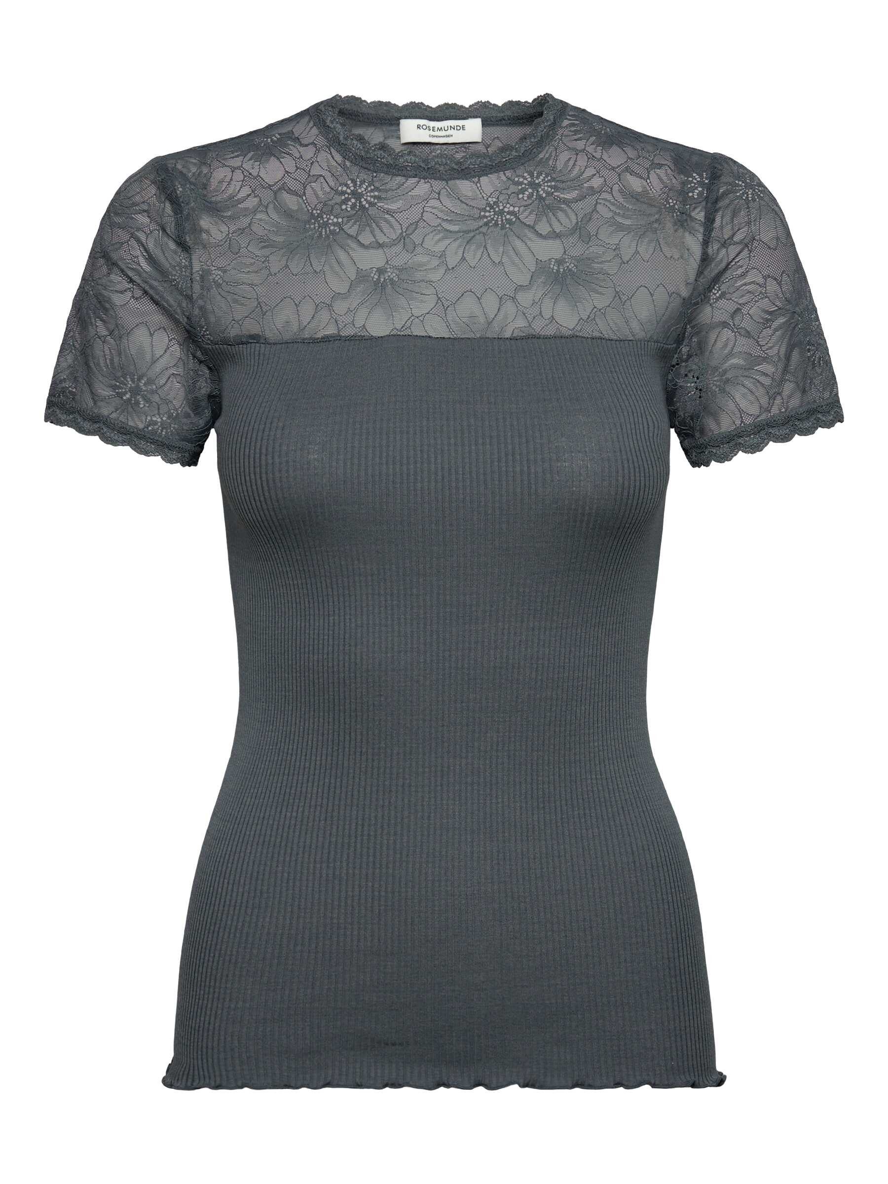 rosemunde T-Shirt Beatha lace t-shirt Halbarm, Ärmel und Dekolleté sowie oberer Rücken aus Spitze, Seidenmix