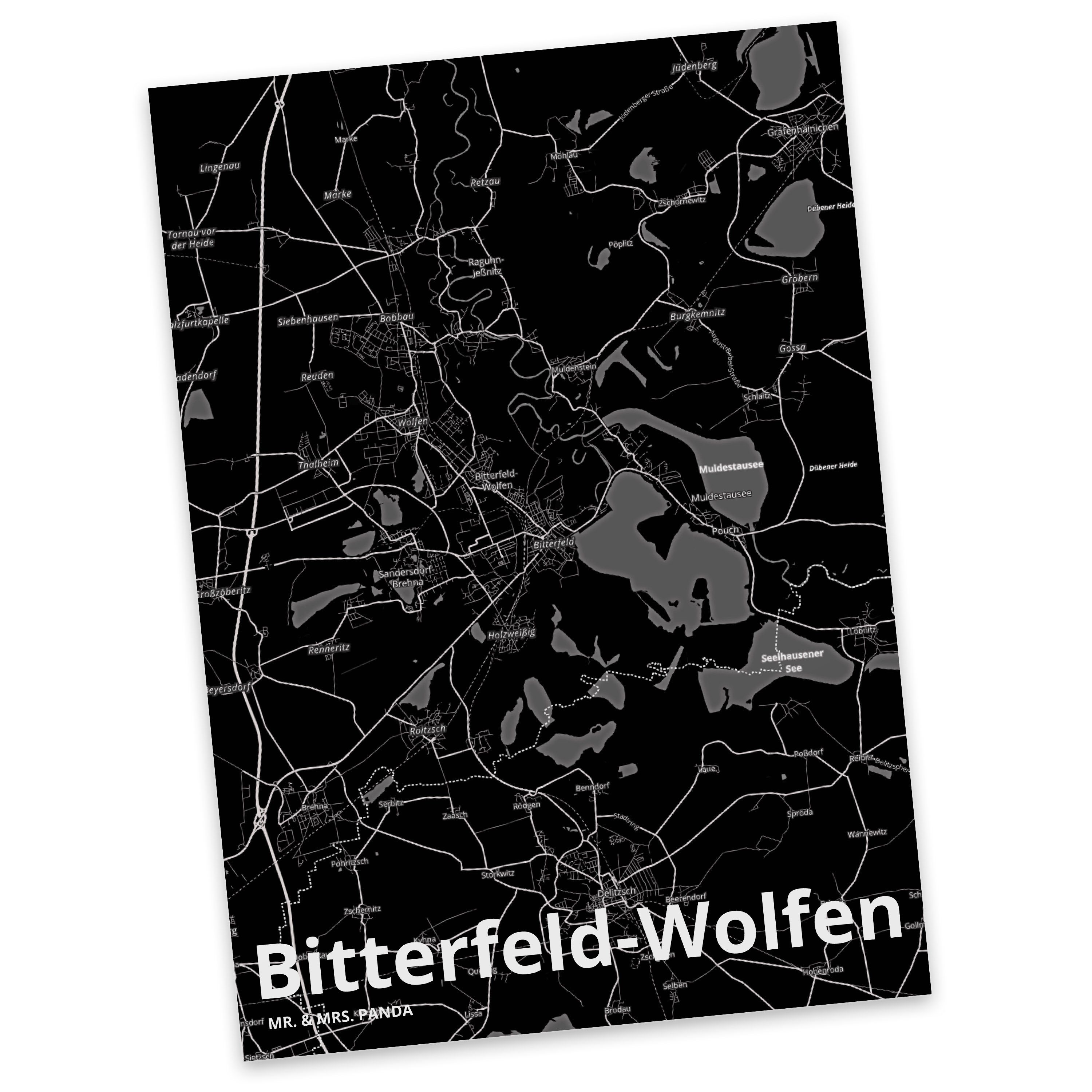 Mr. & Mrs. Panda Postkarte Bitterfeld-Wolfen - Geschenk, Karte, Stadt Dorf Karte Landkarte Map S | Grußkarten