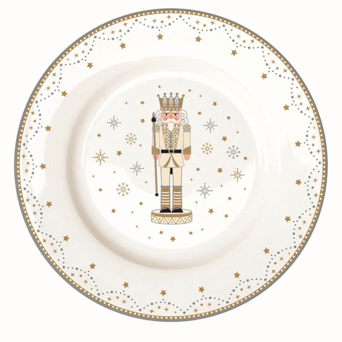 EasyLife Kuchenteller Royal Nutcracker, Handwäsche Empfohlen, Weiß, Motiv: Nussknacker