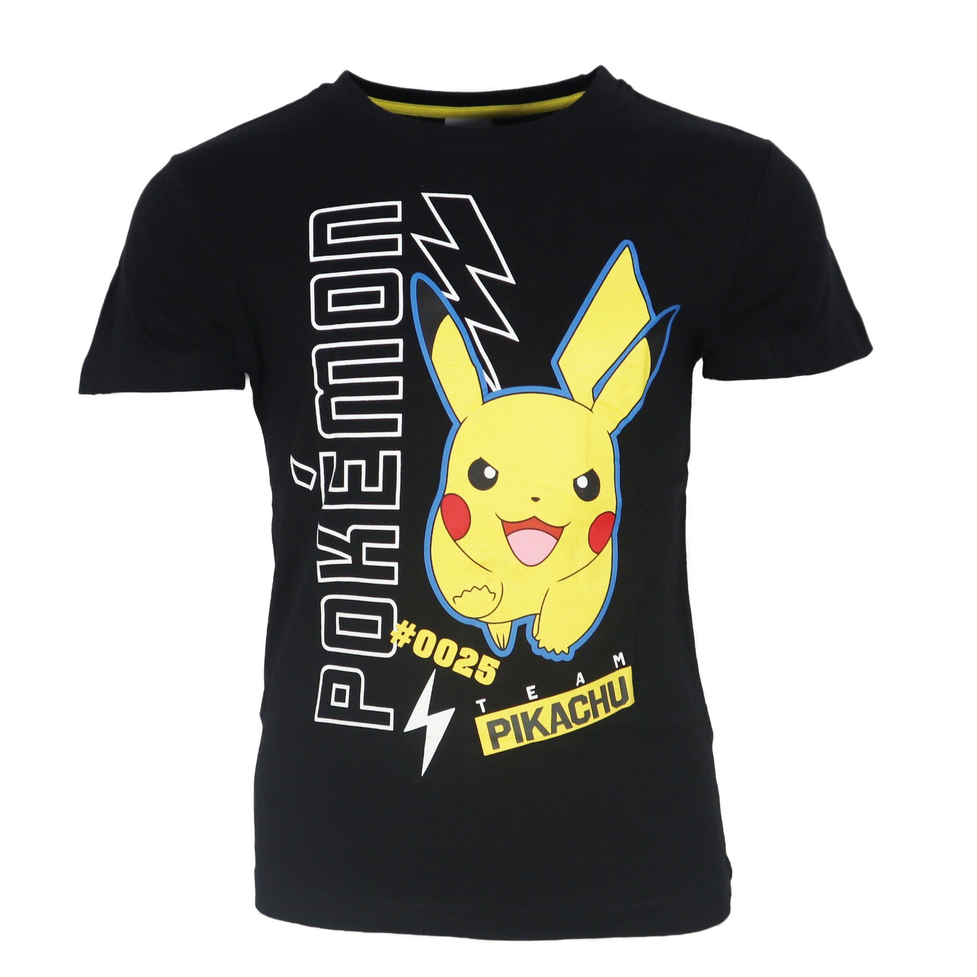 POKÉMON Print-Shirt Pokemon Friends Shirt 152, and Pikachu 100% Schwarz Gr. Kurzarm T-Shirt Baumwolle 110 bis Kinder