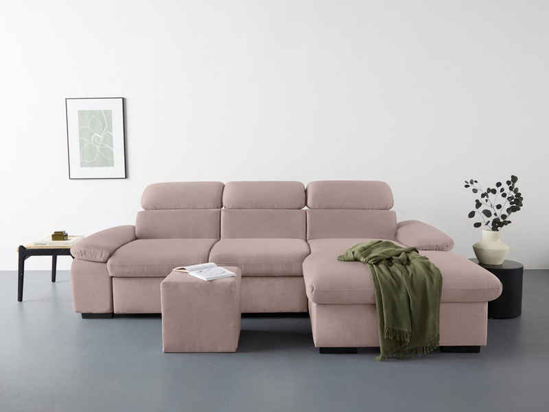 COTTA Ecksofa Lola L-Form, Set, mit Hocker & Kopfteilfunktion, wahlw. Bett- und Armteilfunktion