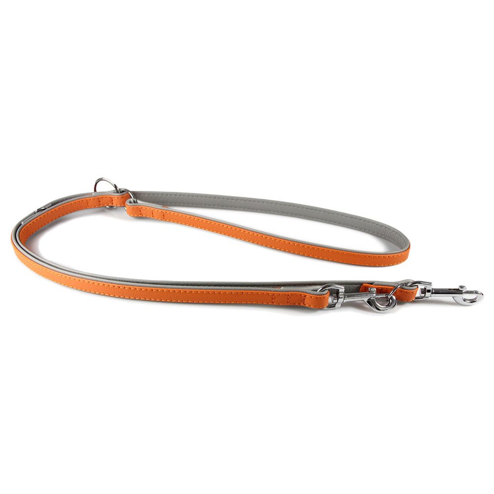 Das Lederband Hundeleine Hunde Führleine New York orange/stone