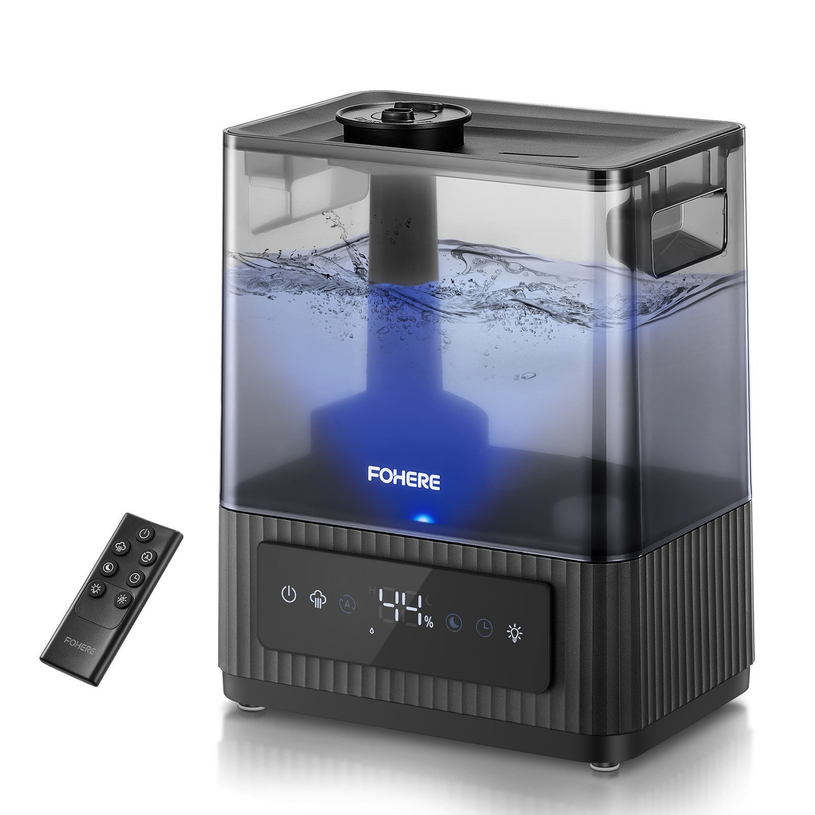 FOHERE Luftbefeuchter 6L Luftbefeuchter für Große Räume, Kaltnebel Leiser Humidifier, 6 l Wassertank, 60 Std. Laufzeit, Präziser Feuchtigkeitssensor, Aromadiffusor