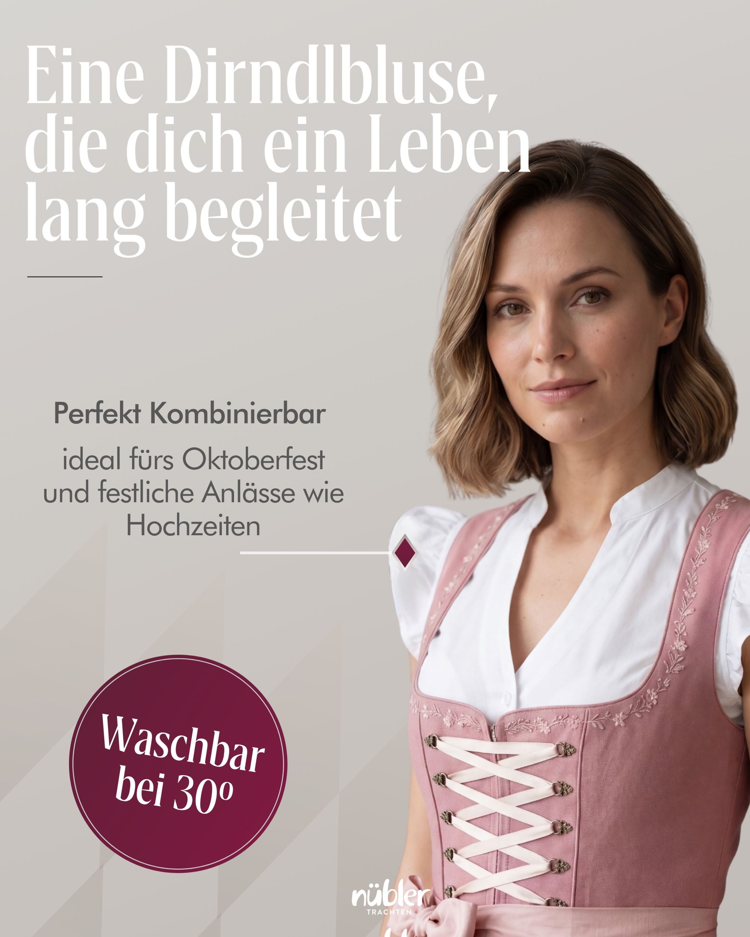 Nübler Dirndlbluse Dirndlbluse Carla Kurzarm in Weiß von Nübler