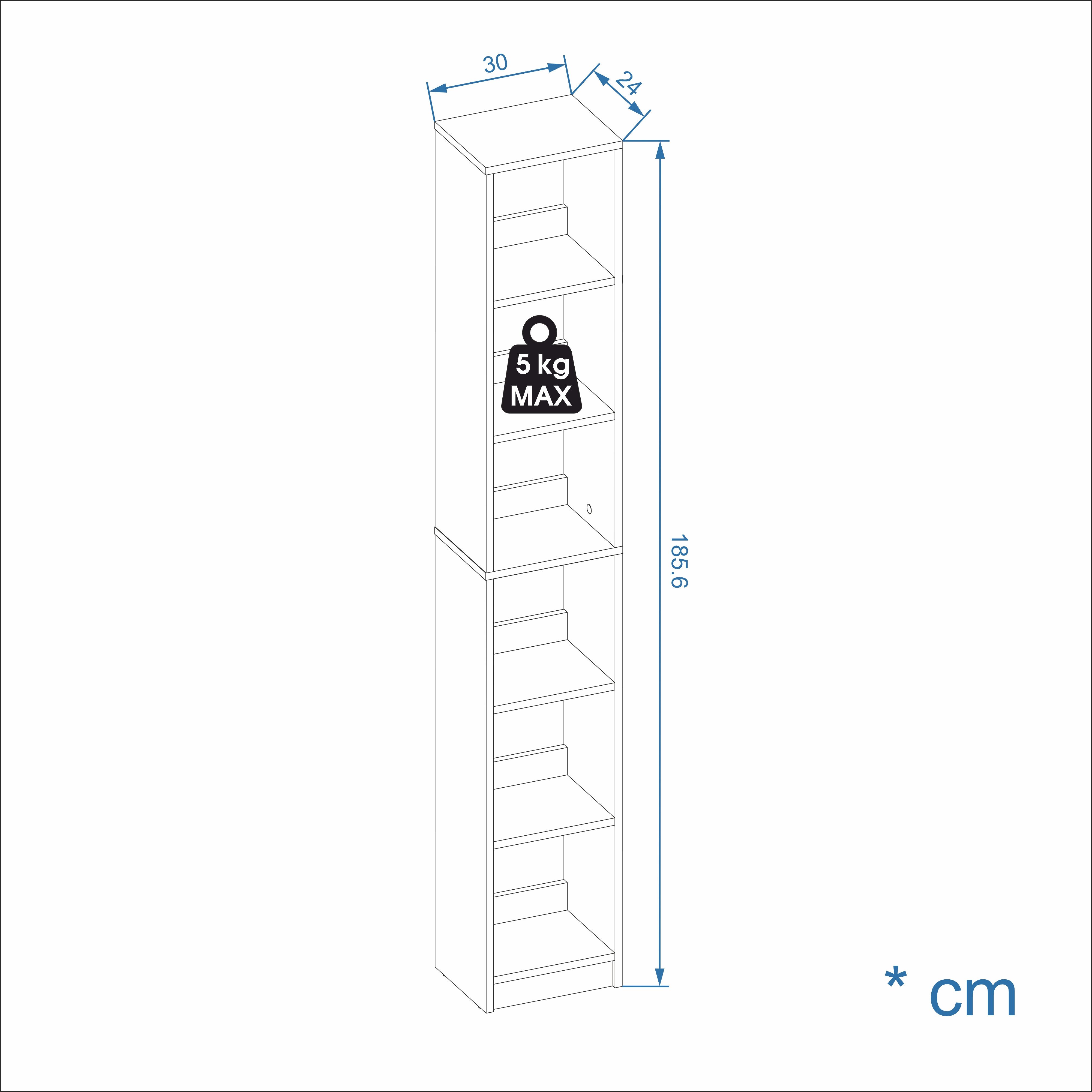 KOMTO Bücherregal LAKO Bücherregal 20-30 cm Breit, Schmales Regal mit 3-7 Fächern – Bild 4 von 5