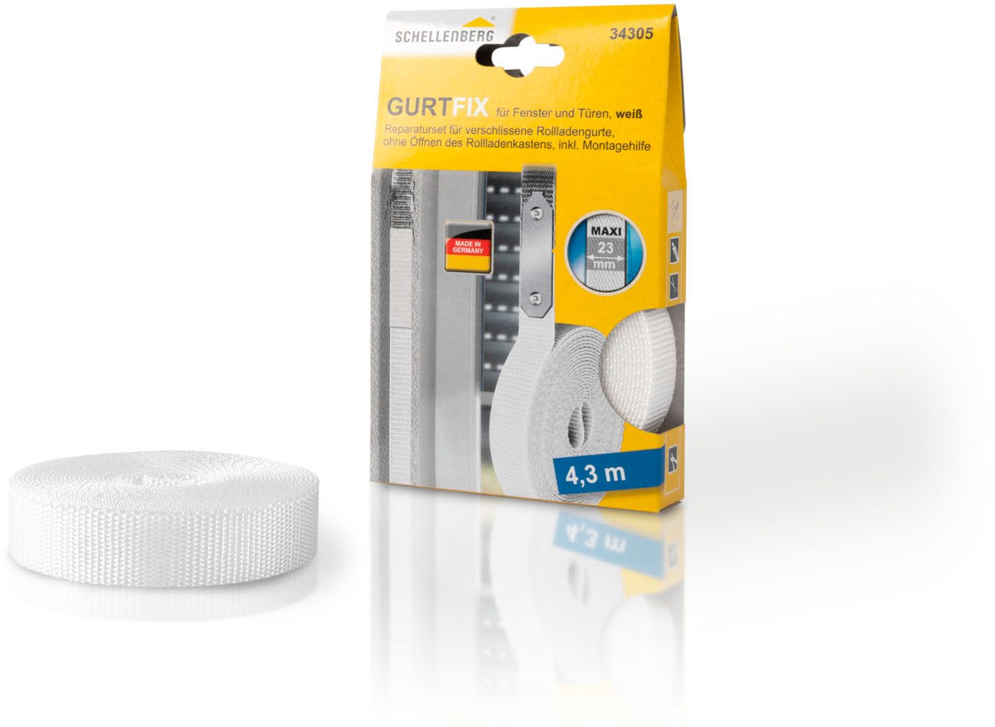 SCHELLENBERG Reparatur-Set Rollladen Gurtfix für das Rollladensystem Maxi, Set, 1-St., für alte Gurtbänder in unterschiedlichen Farben, 23 mm x 4,3 m