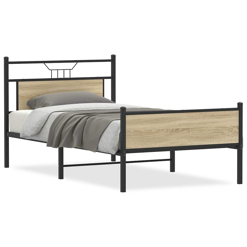 vidaXL Bett Bettgestell ohne Matratze Sonoma-Eiche günstig online kaufen