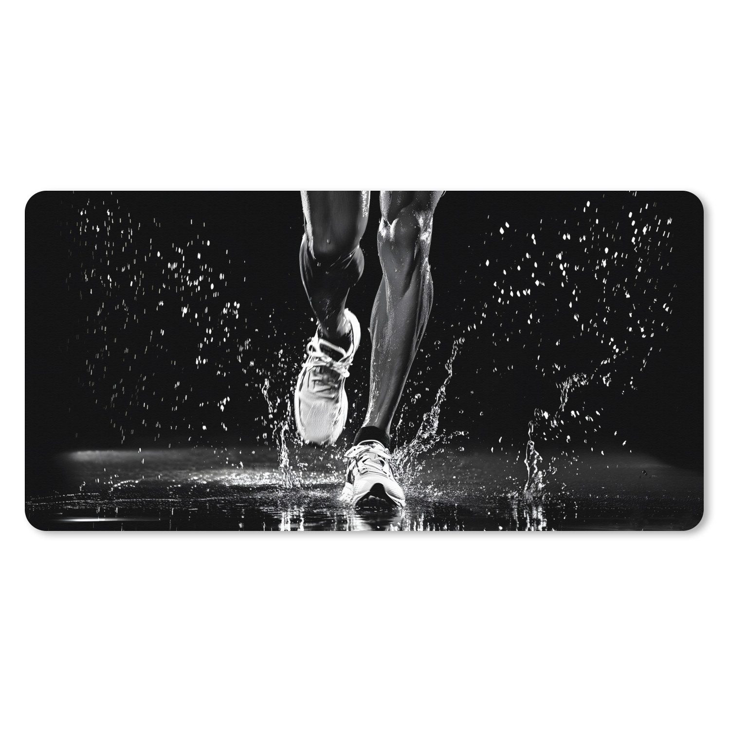 MuchoWow Mauspad Laufschuhe - Laufen - Drops - Schwarz (1-St), Schreibtischunterlage, Mousepad Gaming XXL, Großes, 90x45 cm