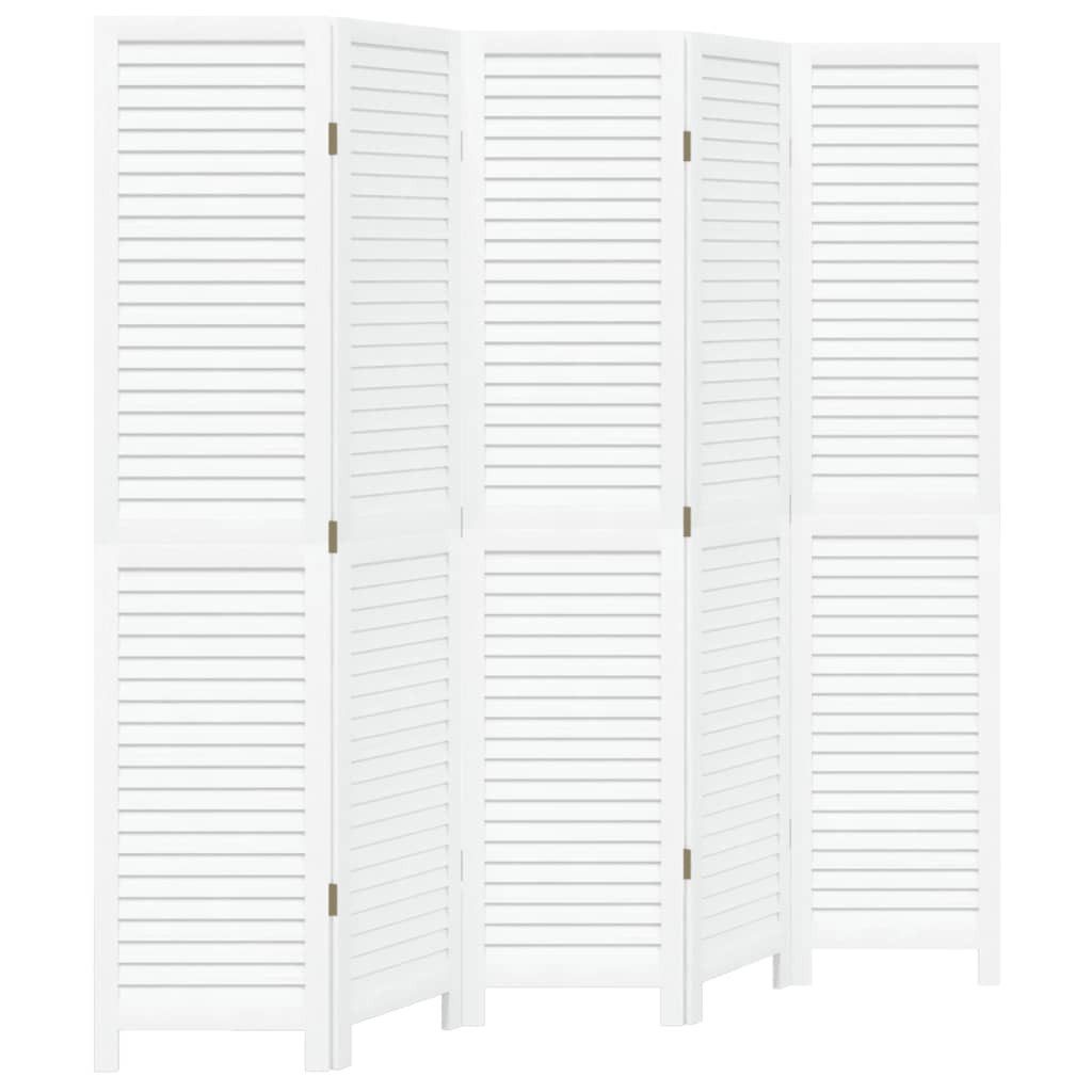 vidaXL Paravent 40 x 180 cm Paravent Spanische Wand Trennwand 5-tlg Raumteiler Weiß Ma