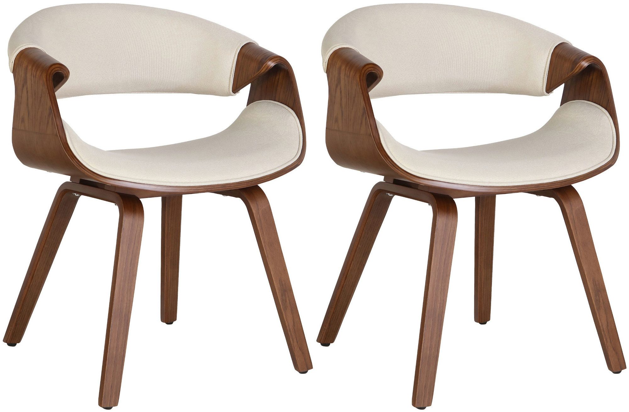 furnicato Esszimmerstuhl Foley 2er Set 76x62x52 cm eiche/creme (1 St)