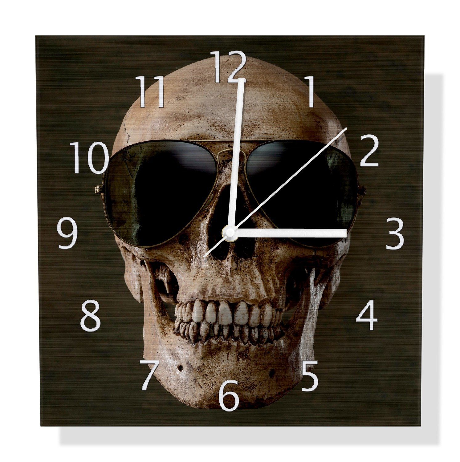 Wanduhr Totenschädel mit cooler Sonnenbrille