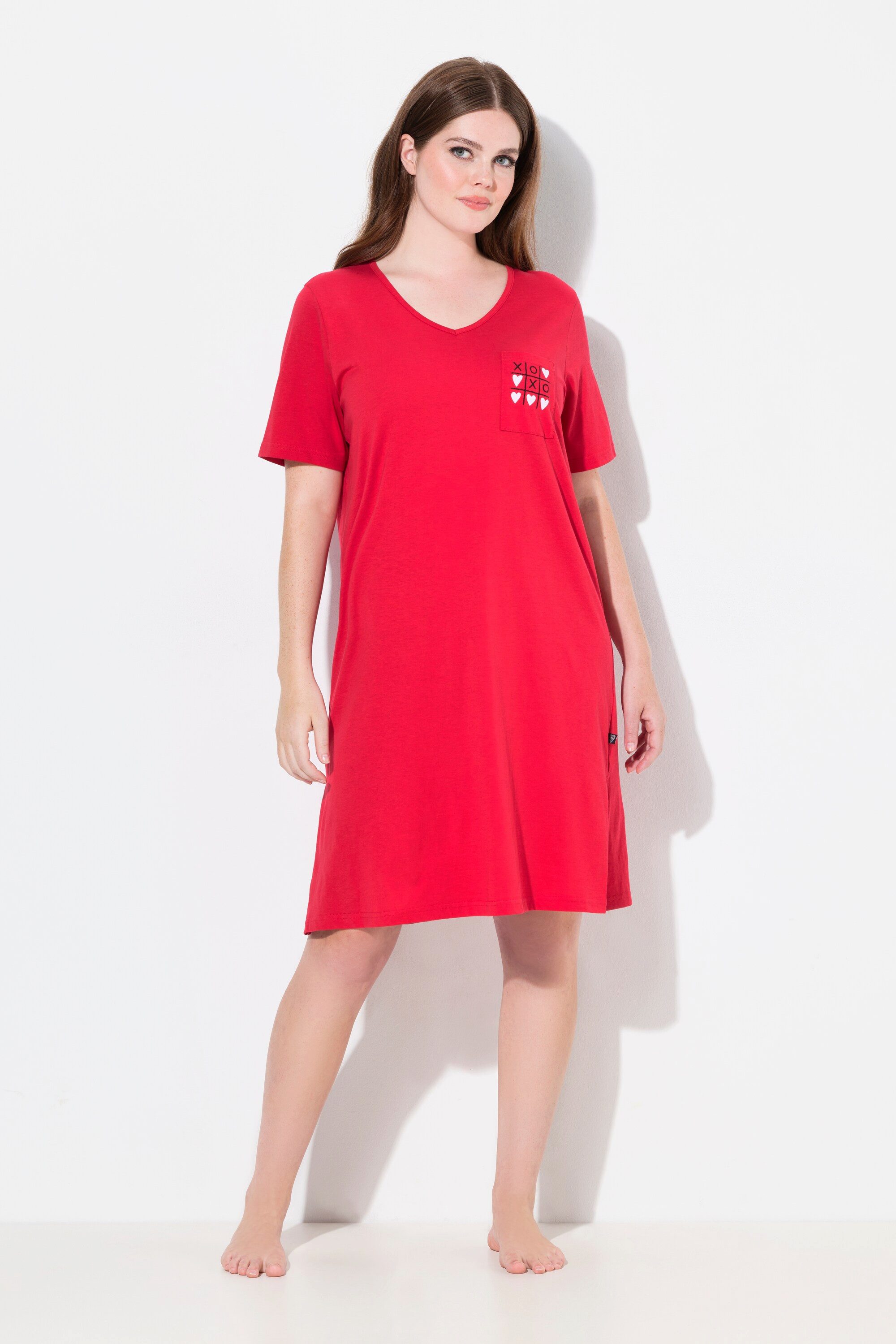 Ulla Popken Bigshirt Bigshirt Herzmotiv V-Ausschnitt günstig online kaufen