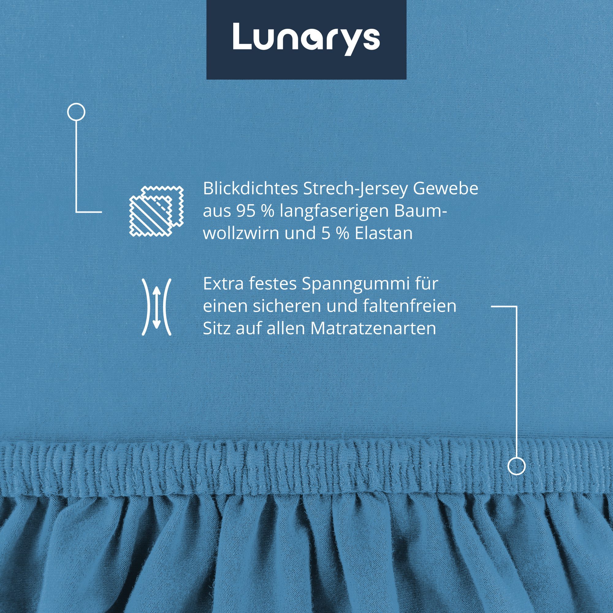 Lunarys Spannbettlaken SleepRoyal, Jersey-Elasthan, Gummizug: rundum, (1 Stück), 90x200 cm, 250 g/m², extrem hochwertig, Luxus Multi-Stretch Laken – Bild 4 von 5