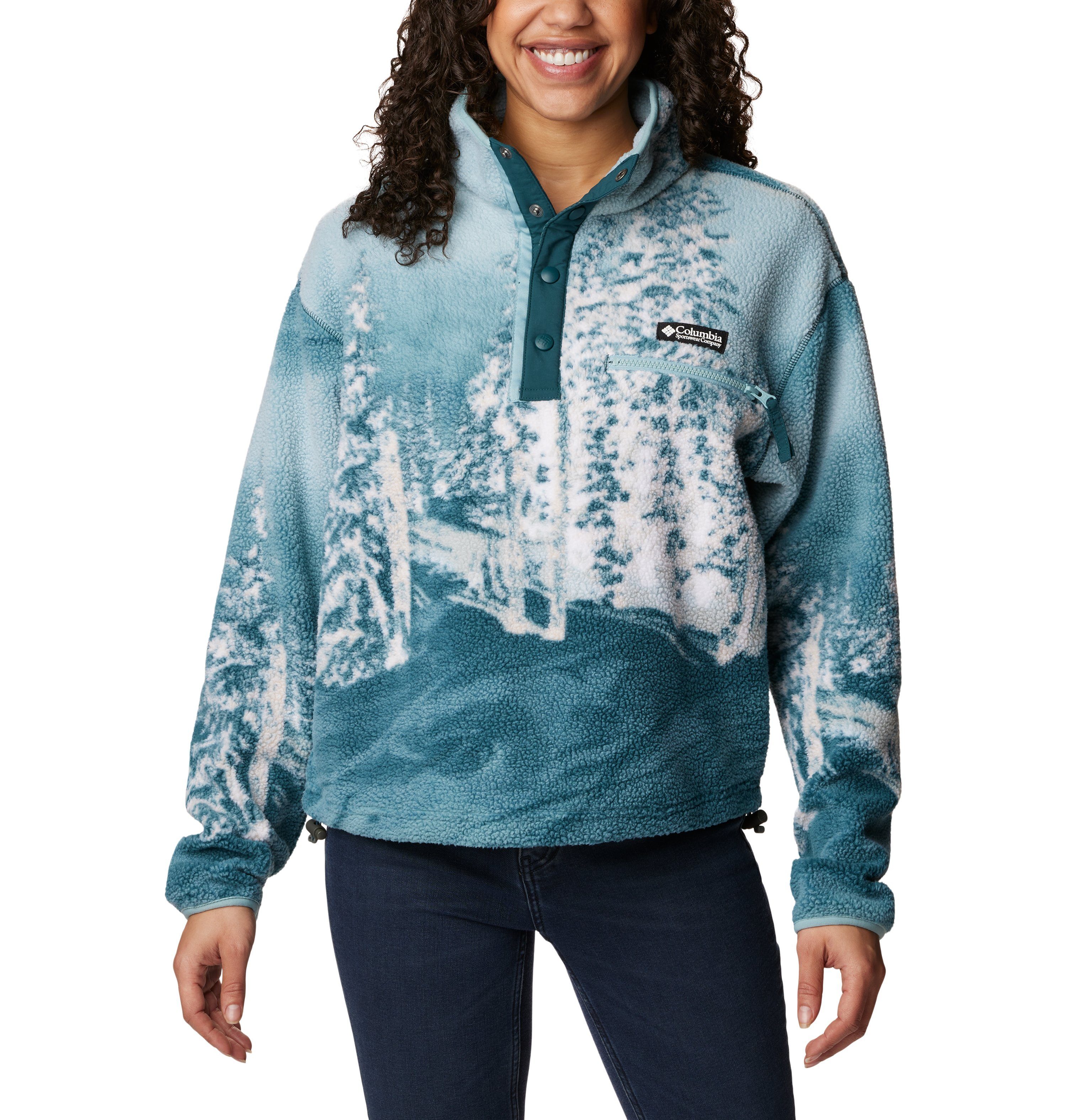 Columbia Snap Cropped Wave Night Fleecepullover Helvetia Half