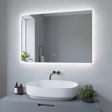 AQUALAVOS Badspiegel LED Badspiegel mit Beleuchtung Antibeschlag Touch Badezimmerspiegel, mit Kaltweiß 6400K Beleuchtung, Umweltfreundlichers Material