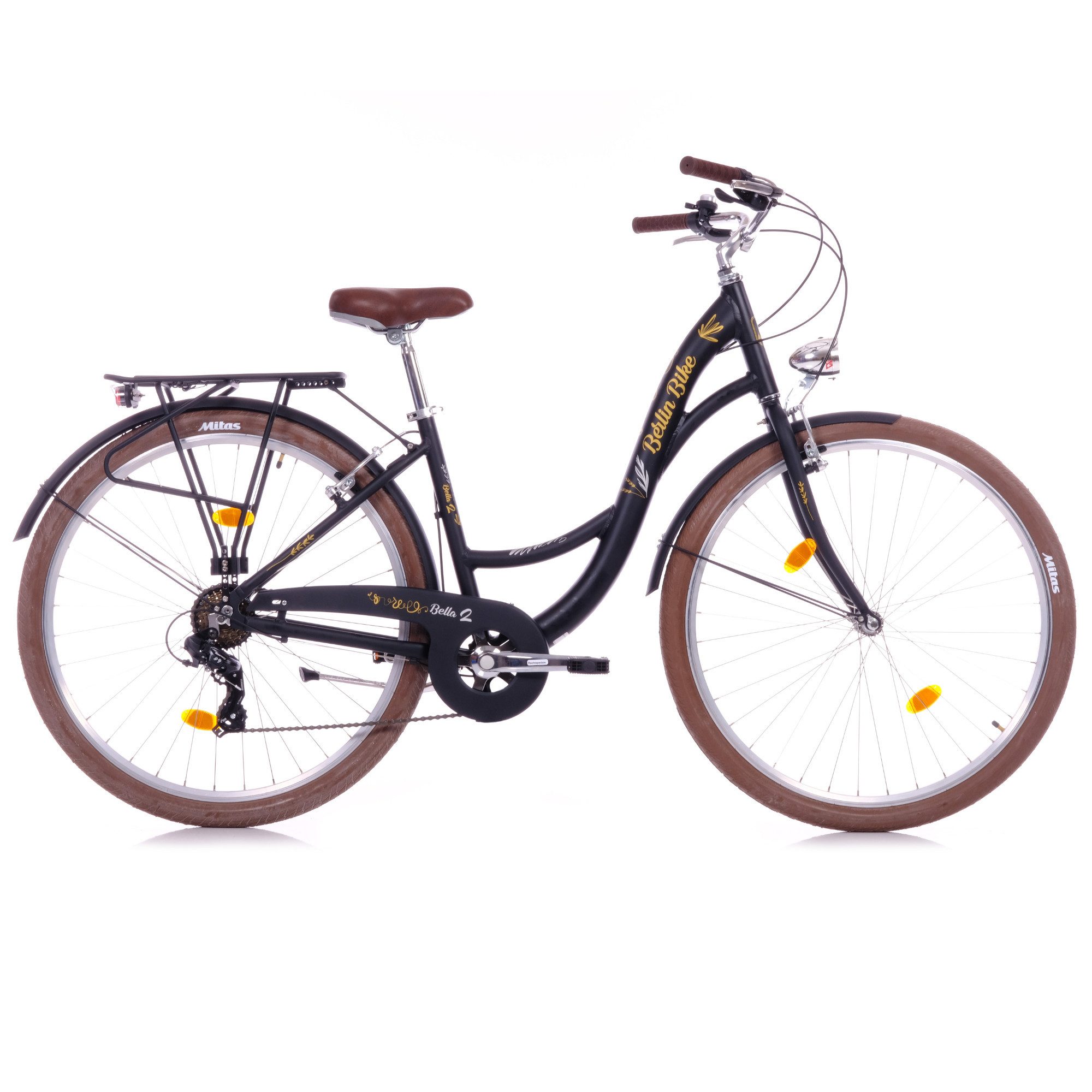 BERLIN BIKE Cityrad Bella 2 Damen Hollandrad 28 Zoll – Alurahmen & Shimano 7‑Gang, Shimano RD-TY300 Schaltwerk, Kettenschaltung, (Set, Shimano 7-Gang-Schaltung), mit 28" x 2,00" luftreifen – perfekt für stadt & alltag