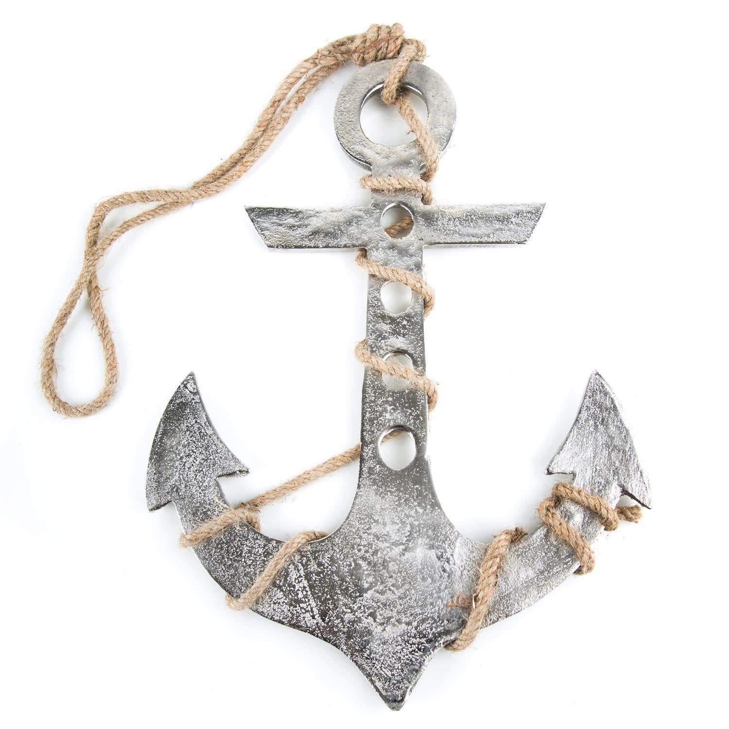 Logbuch-Verlag Dekofigur Silberfarbener Anker aus Metall zum Aufhängen - 19 cm - als maritime