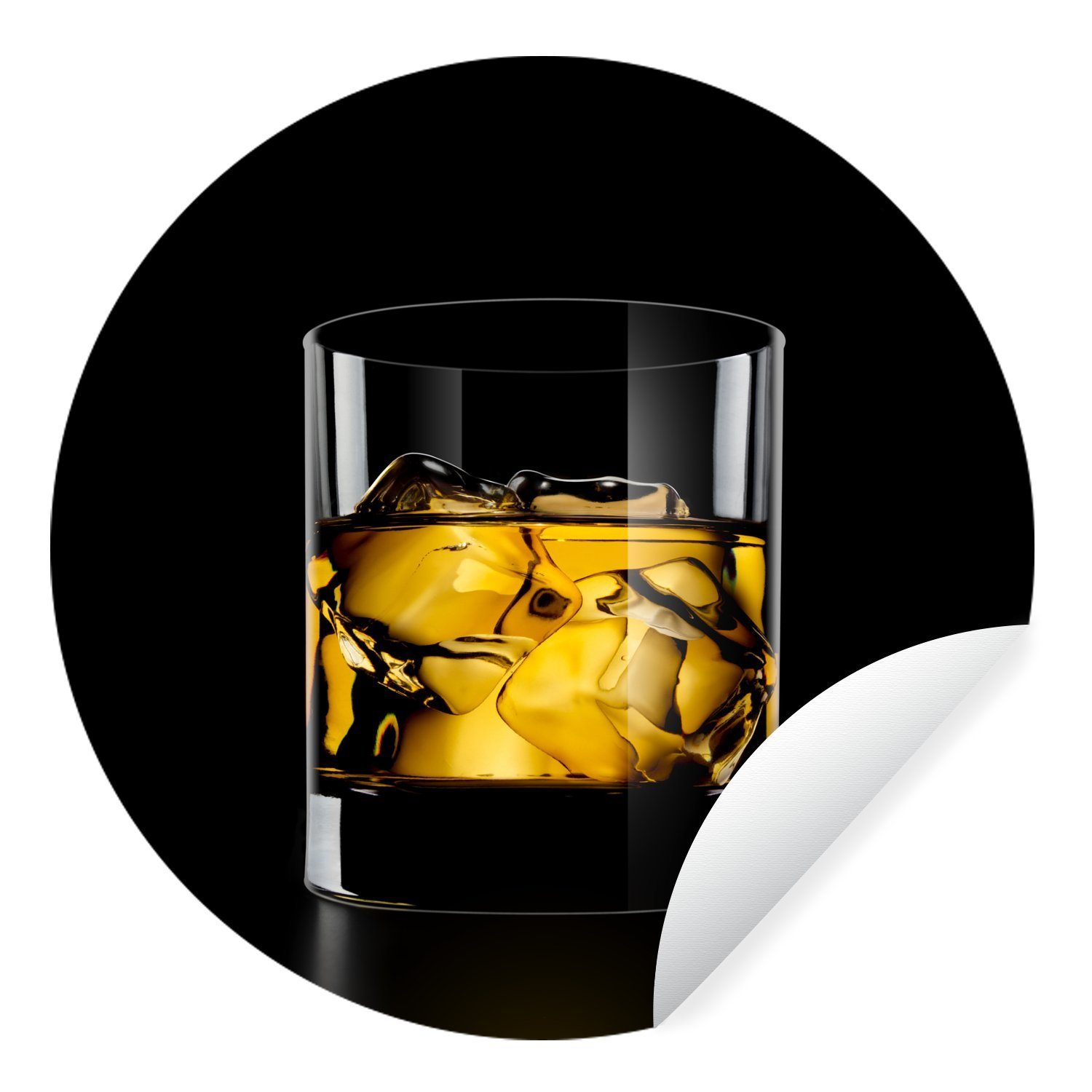 MuchoWow Wandsticker Glas mit Whisky (1 St), Tapetenkreis für Kinderzimmer, Tapetenaufkleber, Rund, Wohnzimmer