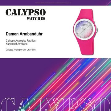 CALYPSO WATCHES Quarzuhr Calypso Damen Uhr K5754/5 Kunststoffband, Damen Armbanduhr rund, Kunststoff, PUarmband pink, Fashion