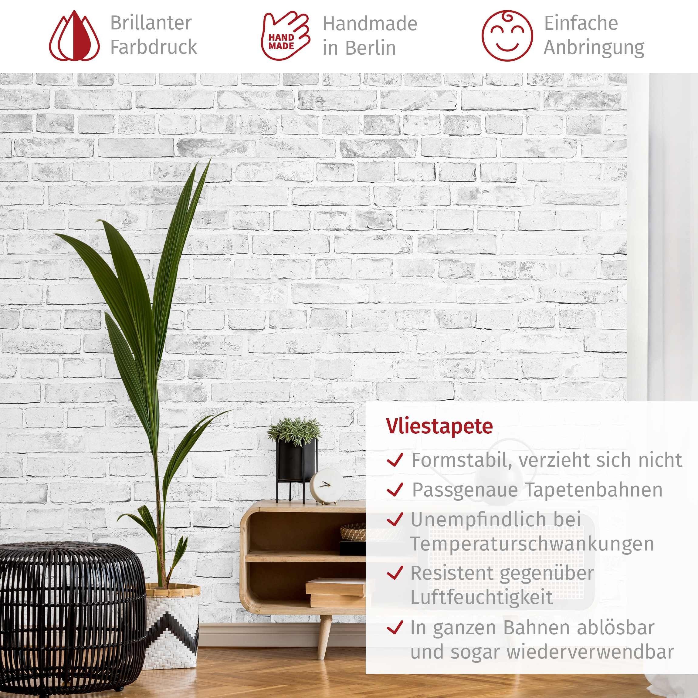 Bilderdepot24 Vliestapete Beton Weiße Backstein Mauer Betonoptik Tapete Industrial Rustikal, Glatt, Matt, (Vliestapete inkl. Kleister oder selbstklebend), Wohnzimmer Schlafzimmer Küche Flur Fototapete Motivtapete Wandtapete
