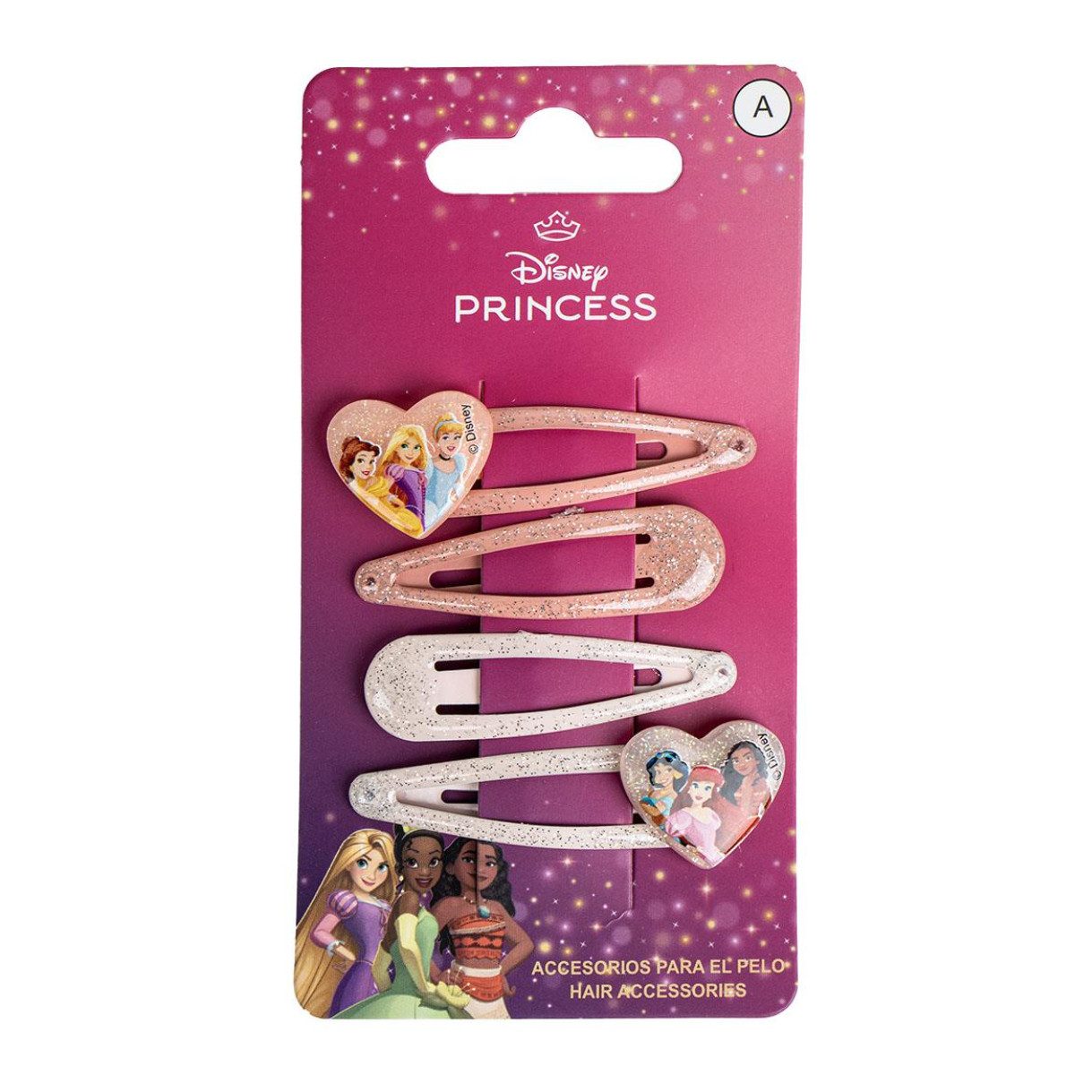 Cerda Haarspange Disney Princess Haaraccessoires – 4 Stück Kinder Haarspangen