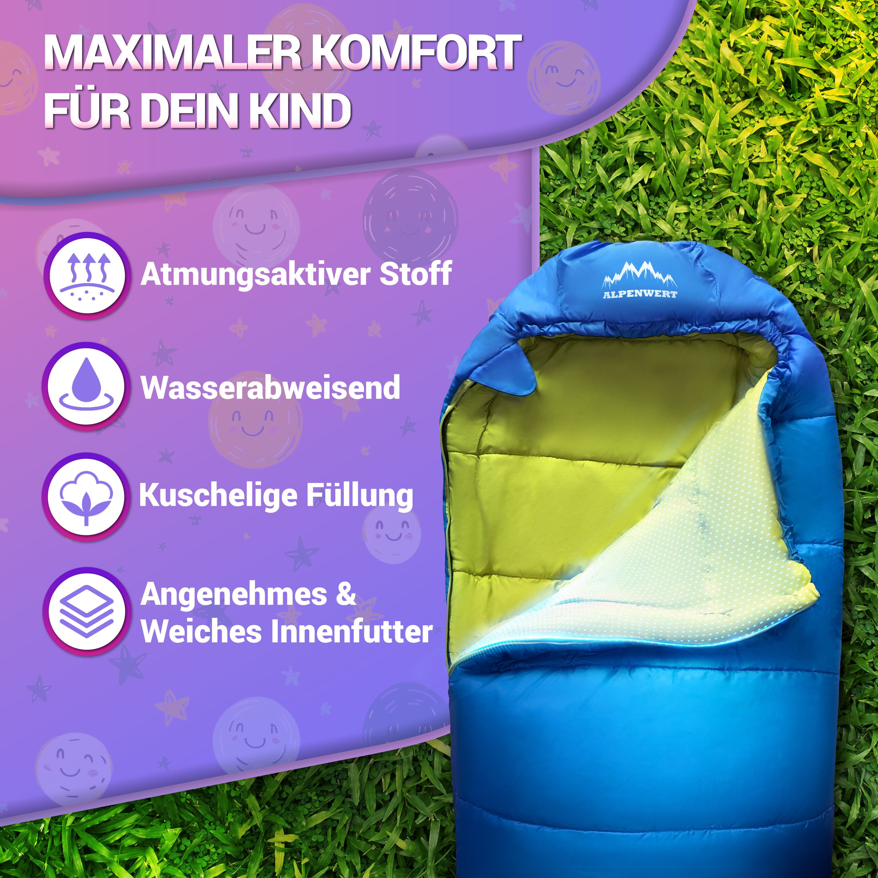 Alpenwert Kinderschlafsack Ultraleicht 130-170cm – Outdoor, günstig online kaufen