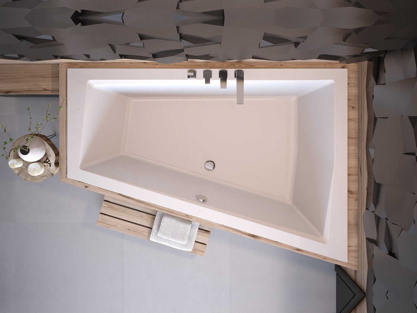 Thumbnail - KOLMAN Badewanne Eckbadewanne Intima Slim 170x125, (Links/Rechts), Ablaufgarnitur & Füße GRATIS