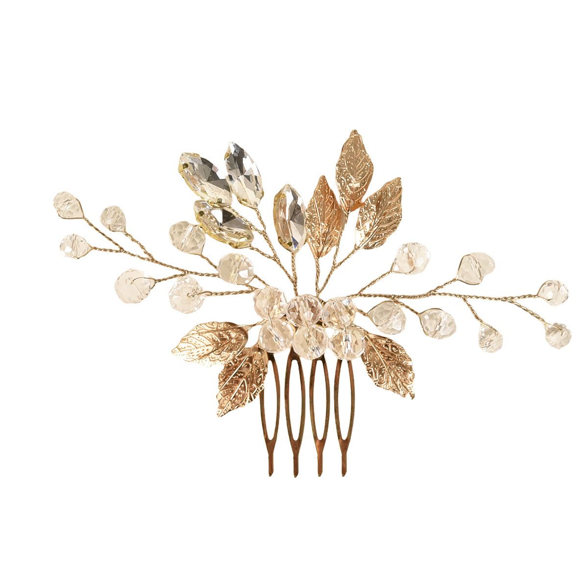RWEUOQ Diadem Haarschmuck aus Kristalle&Blätter Hochzeit Haarkamm Vielseitige 14*8cm (Haarschmuck für besondere Anlässe, Hochzeiten und Feierlichkeiten, Handgefertigt, mit funkelnden Kristallen, für komfortablen Sitz), Biegsam, komfortabel, glänzende Kristalle für festliche Eleganz