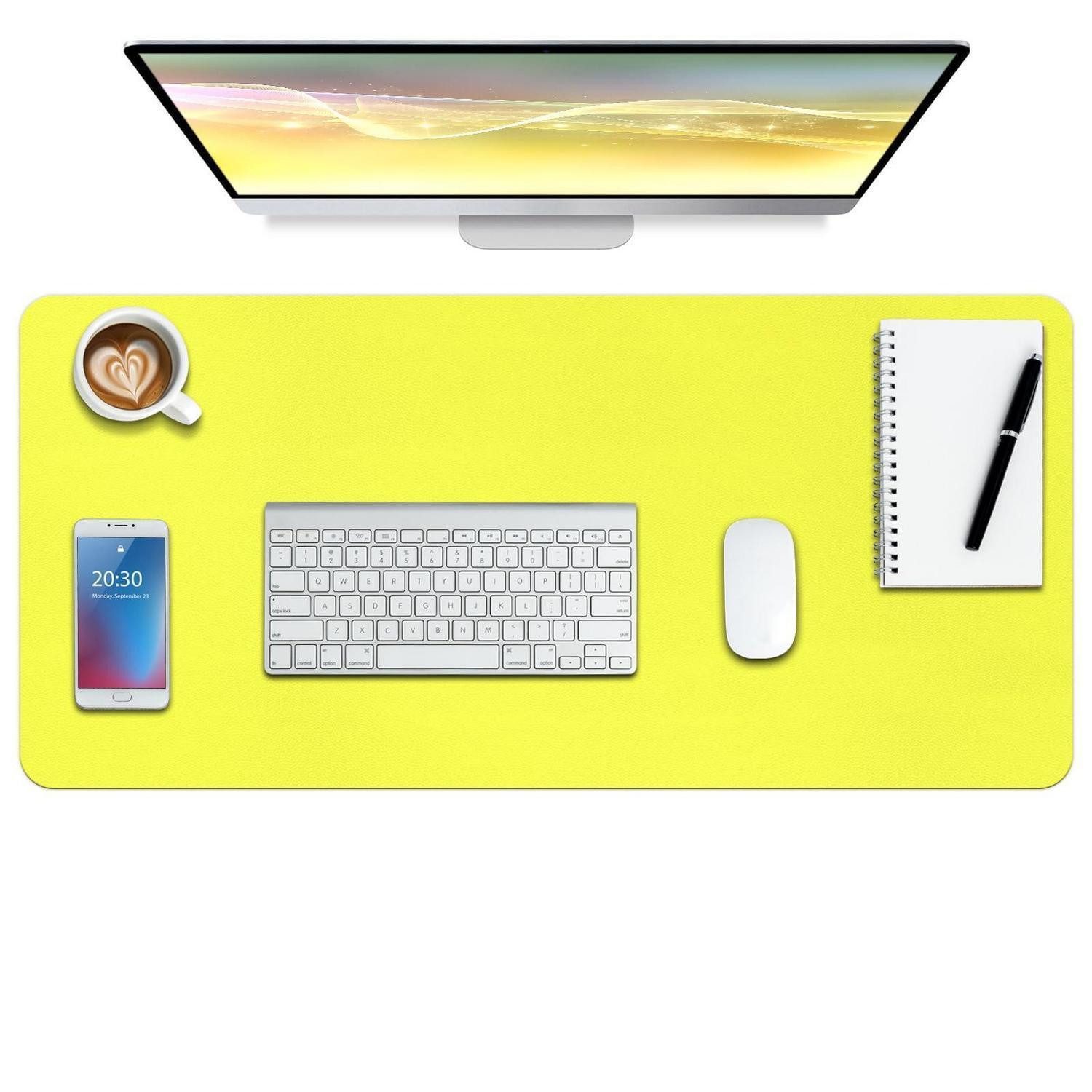 LuxusKollektion Schreibtischunterlage Schreibtischunterlage 76x36.5cm Lemon in Lederoptik
