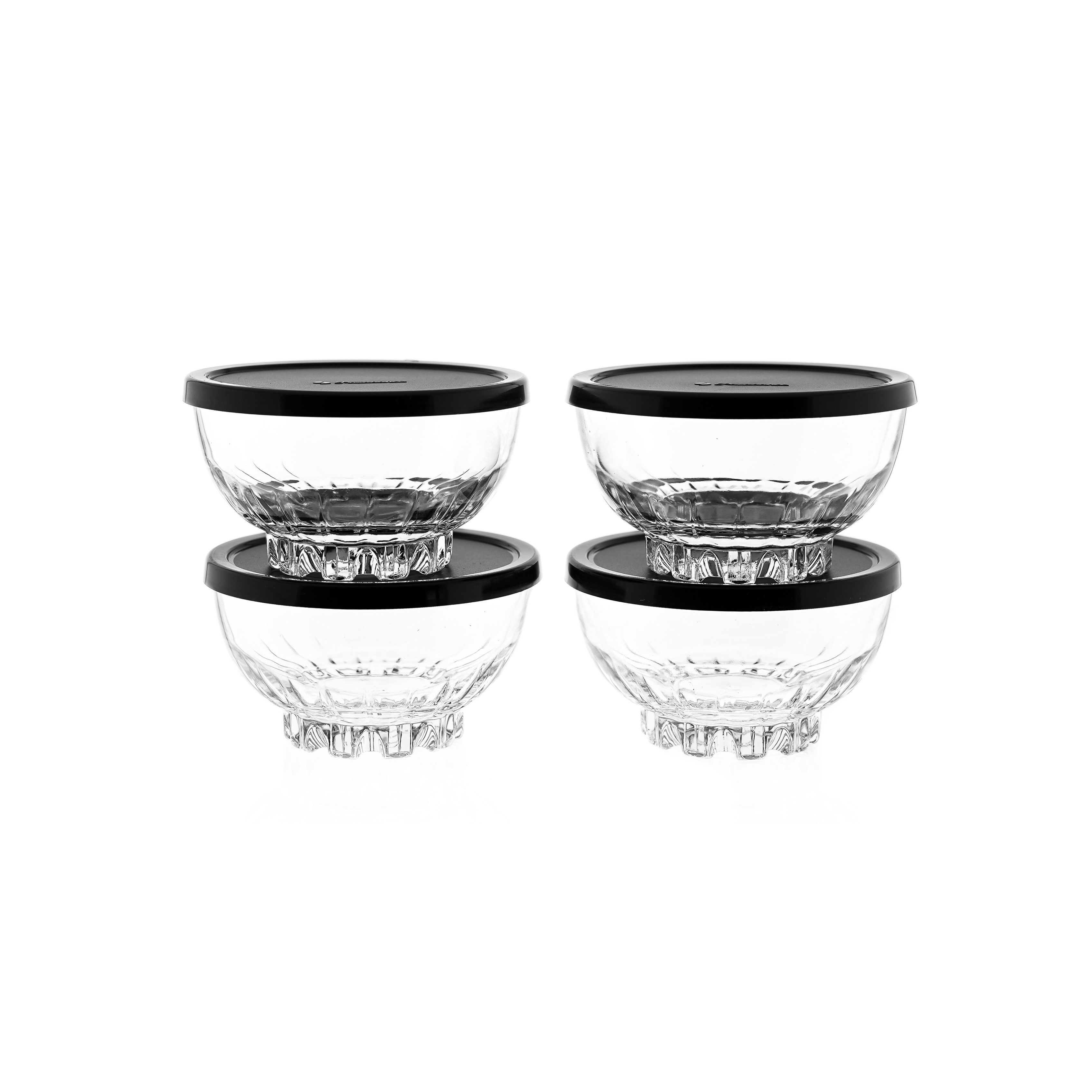 Pasabahce Schale 530246 Mousse, Glas, Kunststoff, (4-tlg), mit Deckel, 4er Set Aufbewahrungsbehälter
