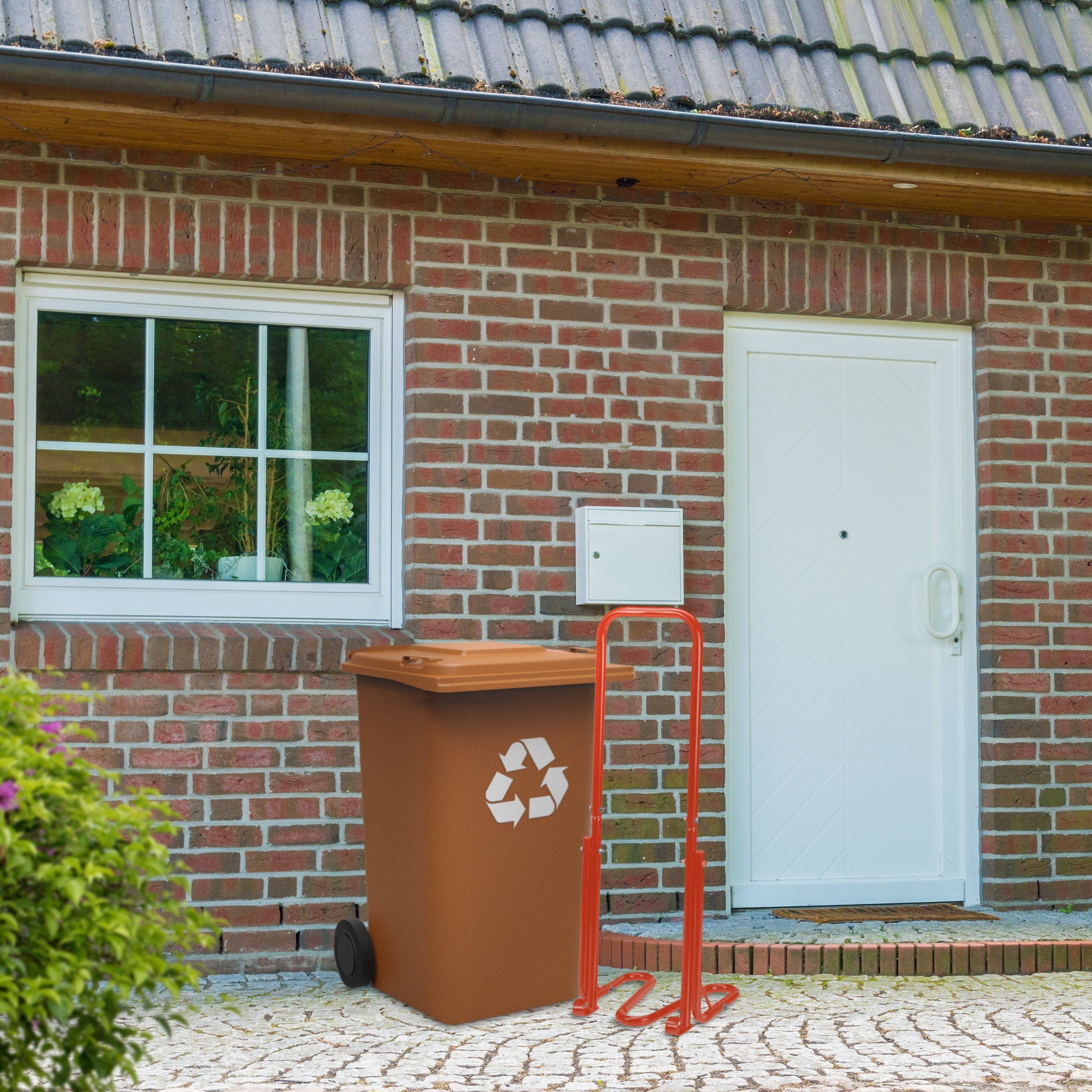 relaxdays Hausmüllpresse Rote Müllpresse für die Mülltonne