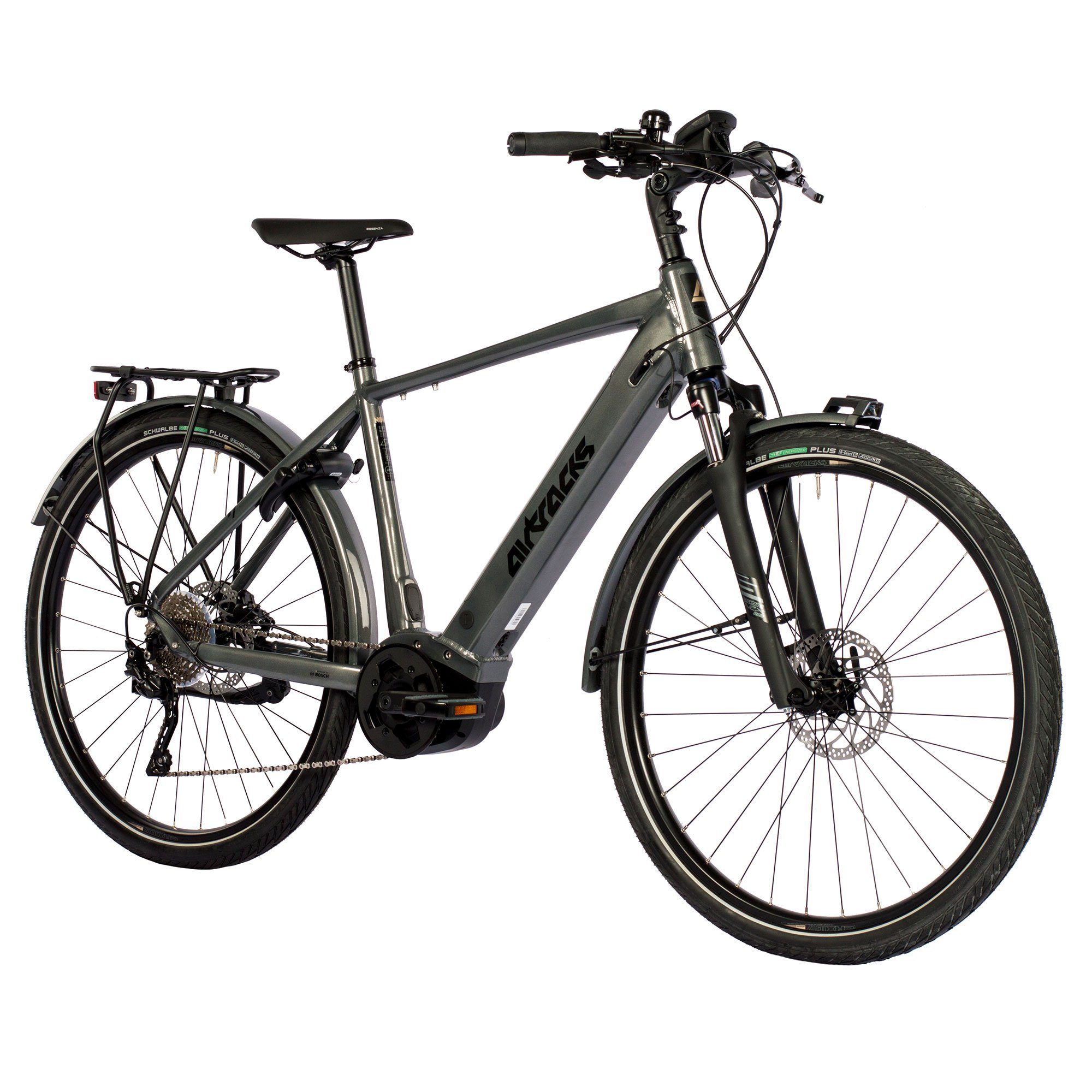 Airtracks E-Bike Trekkingrad 28 Zoll E-Bike Herren Trekking Fahrrad NOVA BOSCH PERFORMANCE LINE, 10 Gang SHIMANO DEORE RD-T6000 SGS Schaltwerk, Kettenschaltung, Mittelmotor, 500 Wh, (POWERTUBE), Display BOSCH INTUVIA 4-STUFEN Trekking Bike - 52 56 60cm