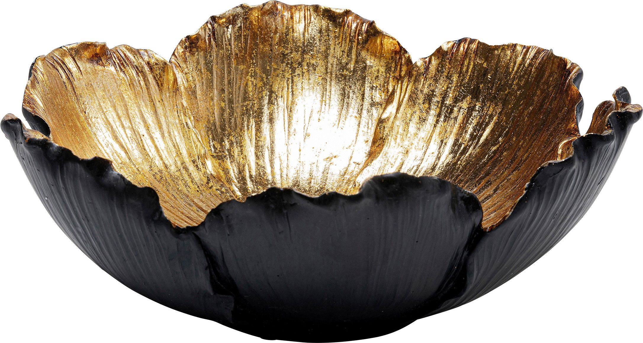 Kare Design Schale Flower Bloom Schwarz Gold, Polyresin (Kunststein), aus foliertem Polyresin