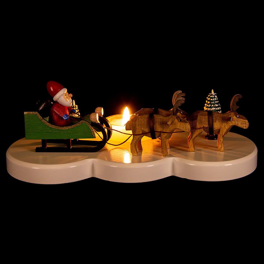 Volkskunst Neuber Schwibbogen Kerzenhalter Ruprecht und seine Rentiere bunt (9cm) von Knuth Neuber