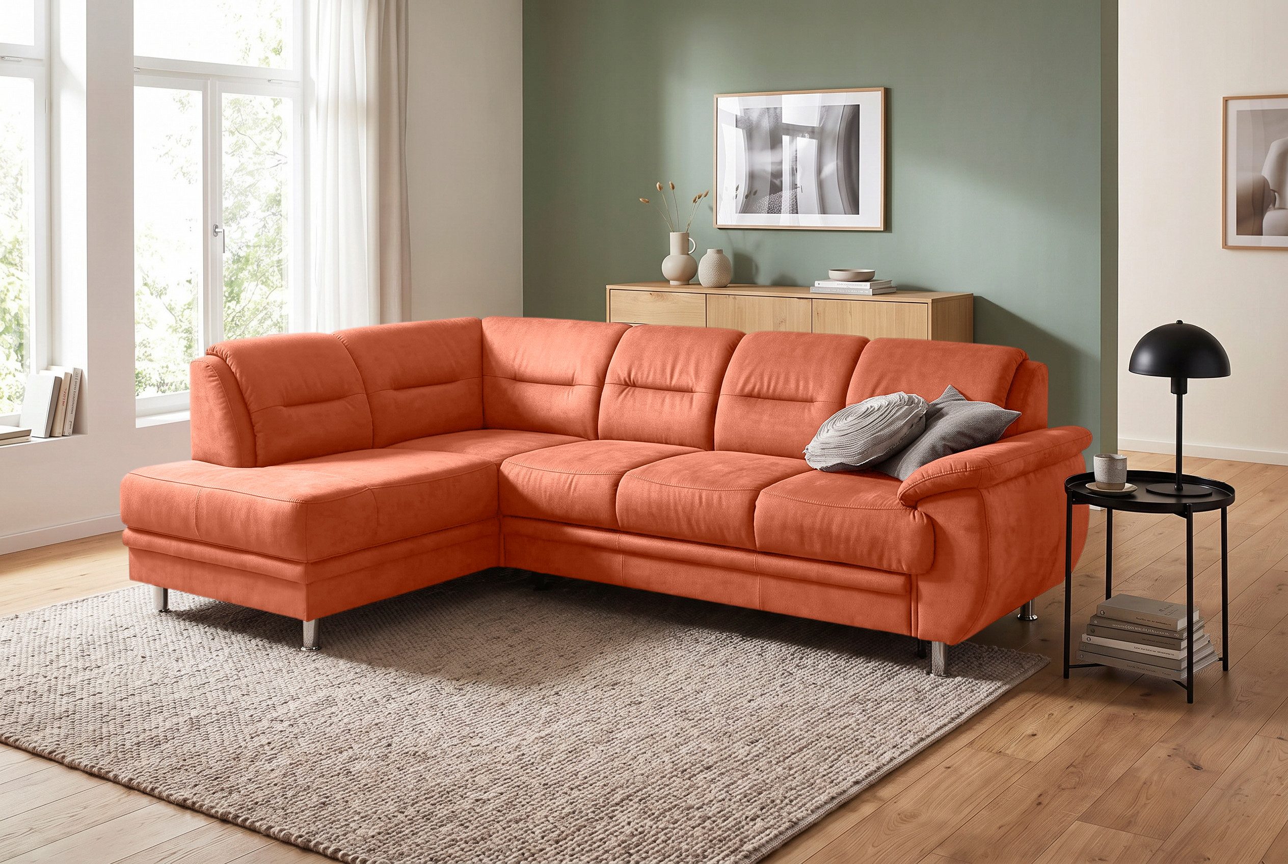 sit&more Ecksofa Mailand L-Form, B: 250 cm, Komfortsitzhöhe 46 cm, optional Schlaffunktion, Eckcouch in Kunstleder & Stoff