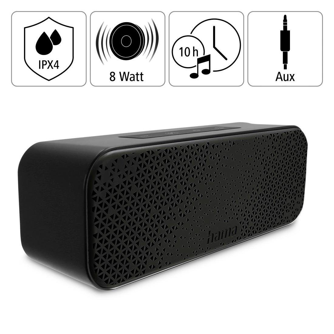 Karabiner) Bluetooth 8 (Outdoor-Musikbox Box, Bluetooth-Lautsprecher Hama spritzwassergeschützt IPX4 W, Tragbare schwarz mit