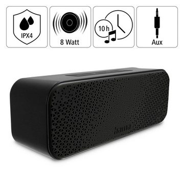 Hama Tragbare Bluetooth IPX4 Box,10h Akku Laufzeit, wasserdicht Bluetooth-Lautsprecher (A2DP Bluetooth, AVRCP Bluetooth, HFP, Outdoor Musikbox mit Karabiner)