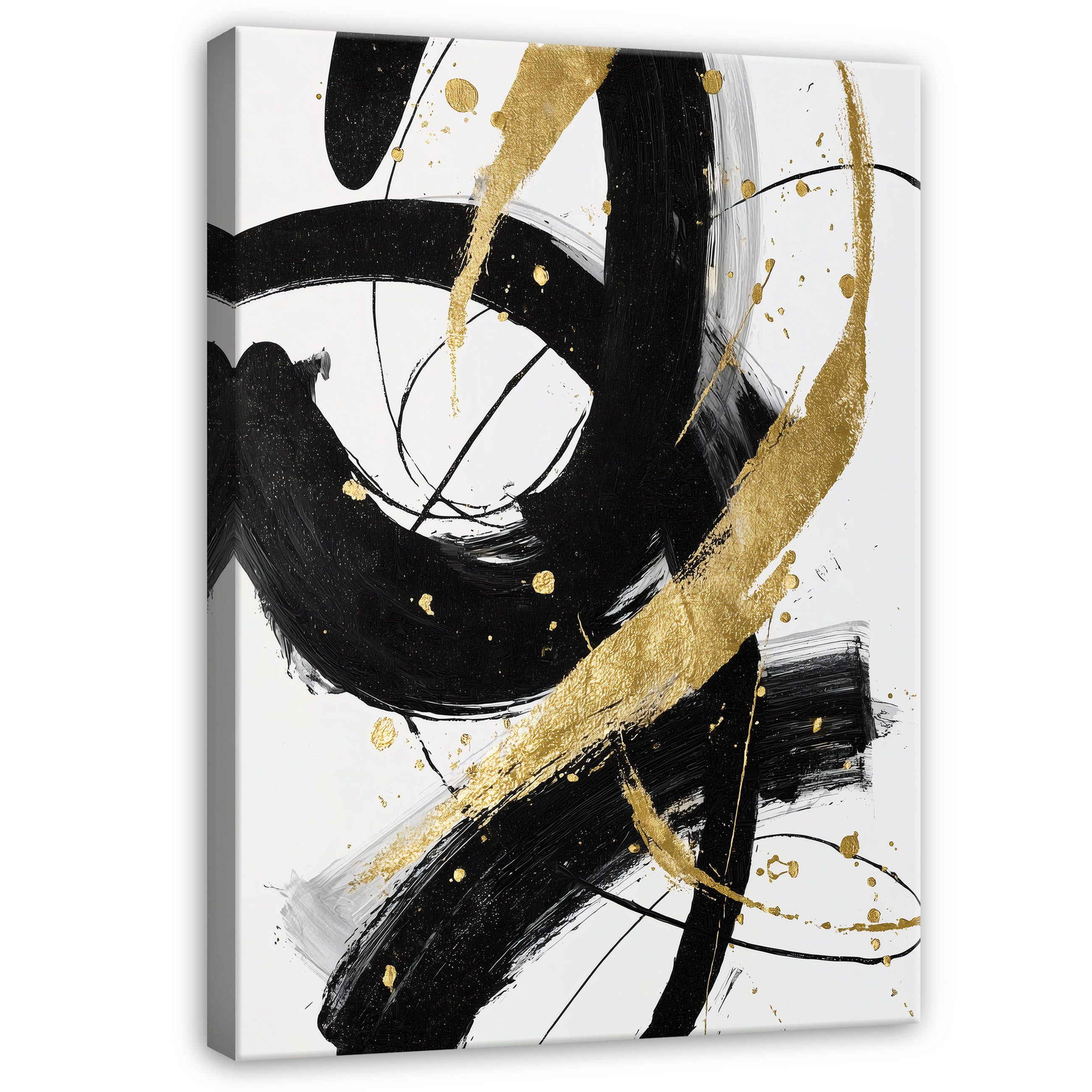 Wallarena Leinwandbild Abstrakt Art - Schwarz - Modern - Hochformat - Wohnzimmer, Abstrakt, 30x40x2cm