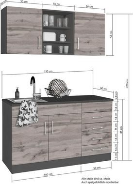 HELD MÖBEL Küche Mali, Breite 150 cm, wahlweise mit E-Geräten