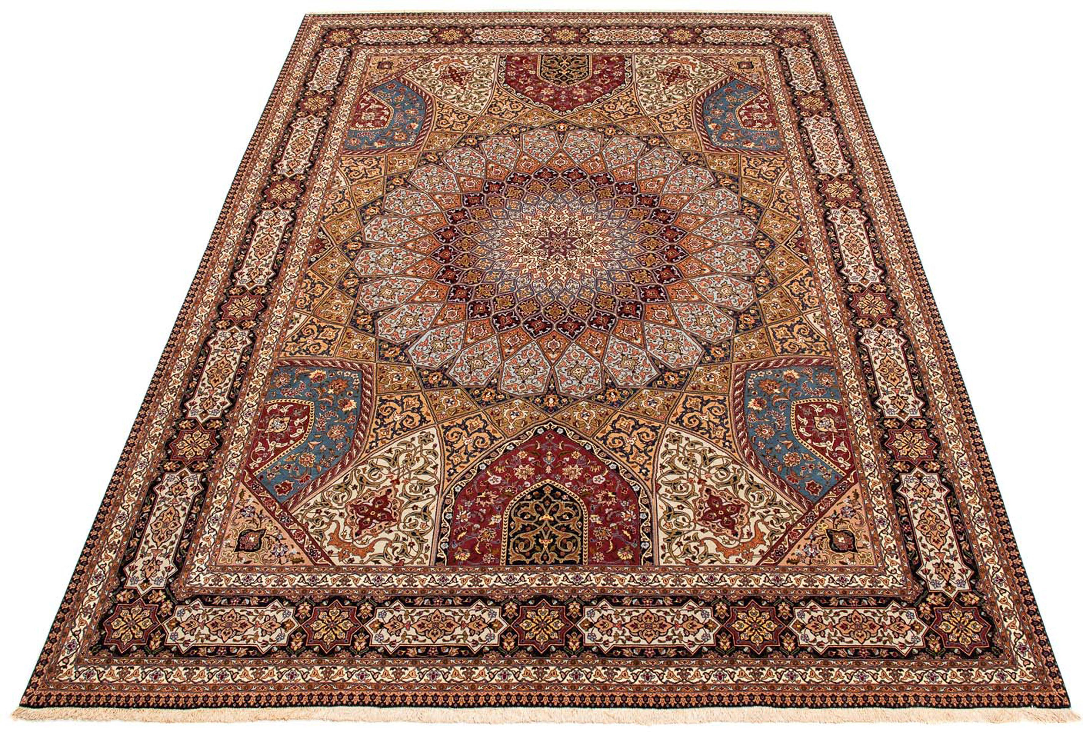 Orientteppich Perser - Täbriz - Royal - 396 x 300 cm - mehrfarbig, morgenland, rechteckig, Höhe: 7 mm, Wohnzimmer, Handgeknüpft, Einzelstück mit Zertifikat