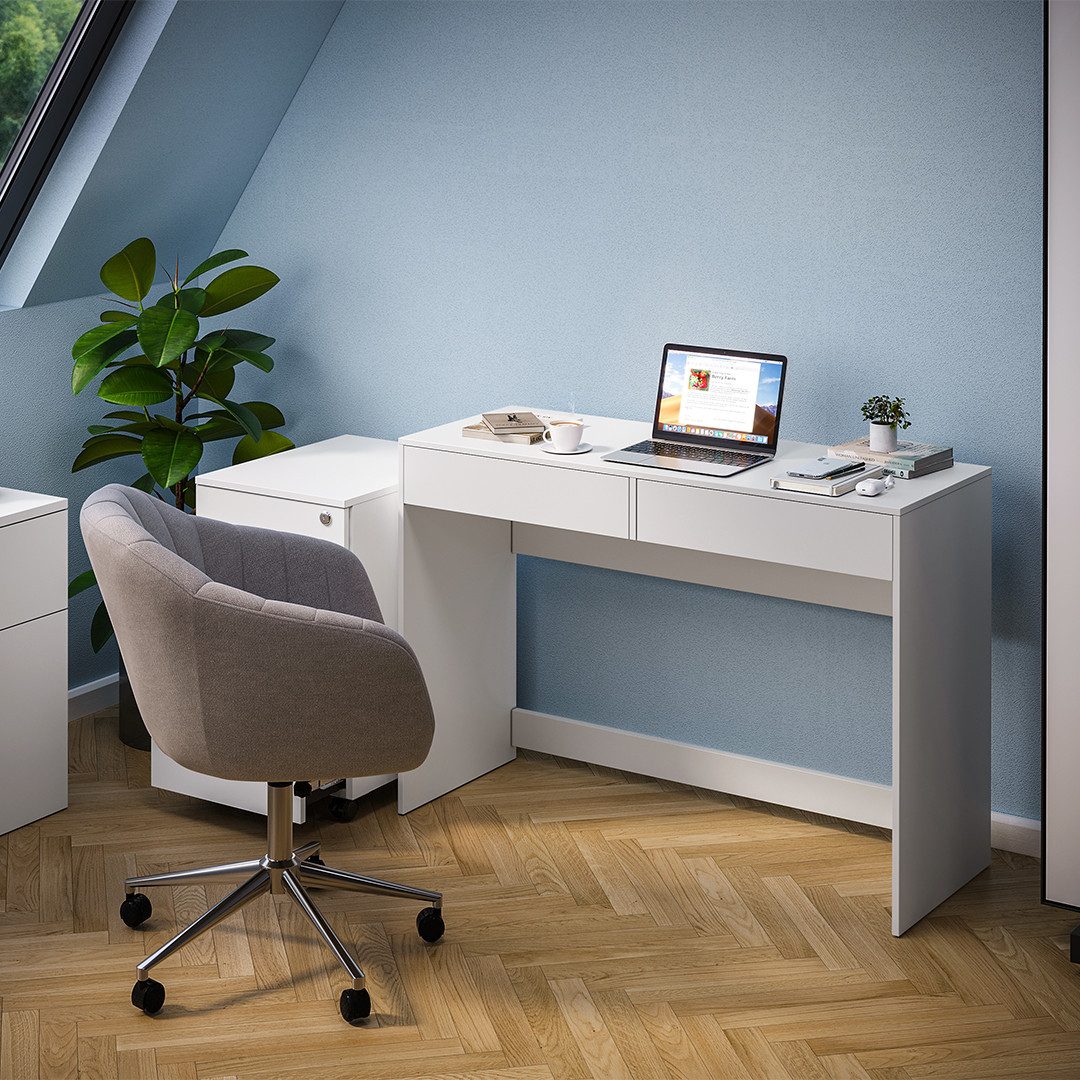 Bellamio Schreibtisch Toce mit 2 Schubladen (weiß), Breite 110 cm x Tiefe 4 günstig online kaufen